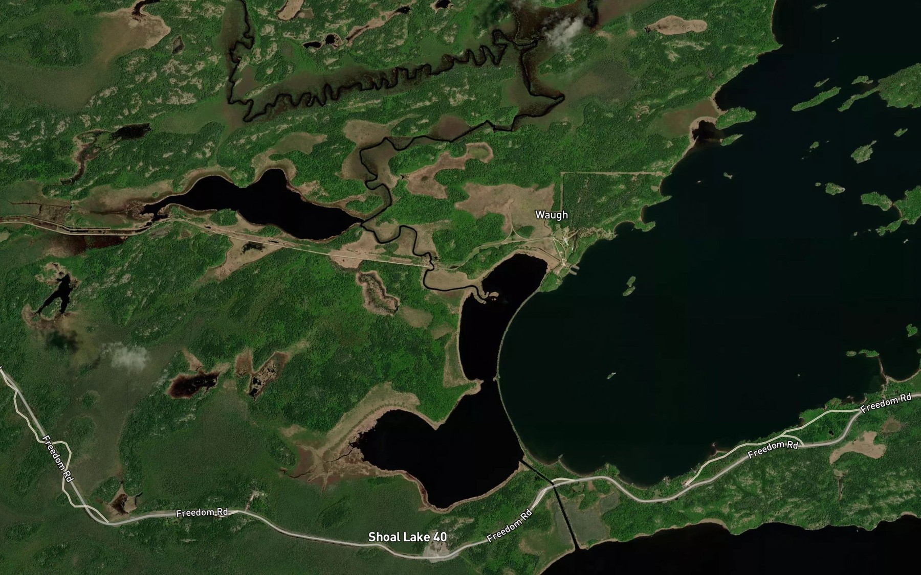 Satellite map of the Falcon River