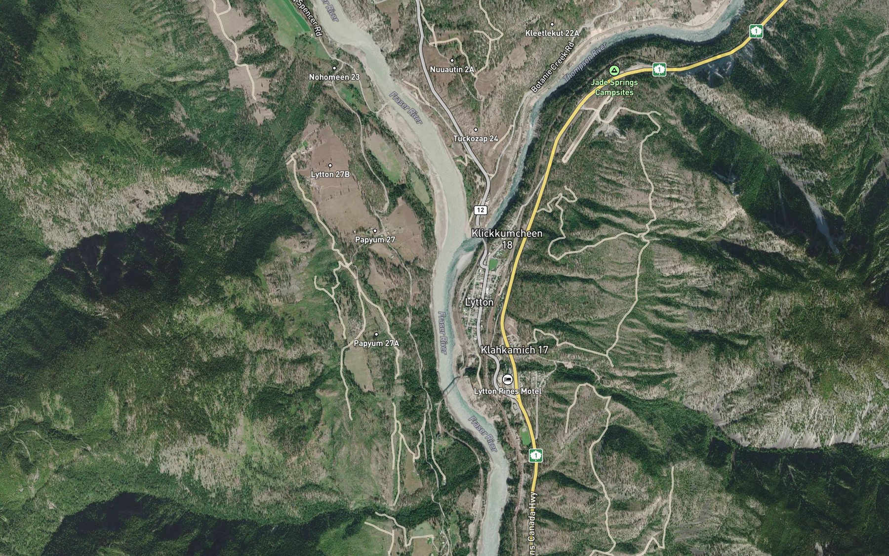 Satellite map of the Thompson River