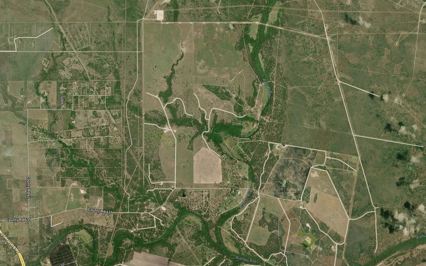 Satellite map of the Boggy Creek