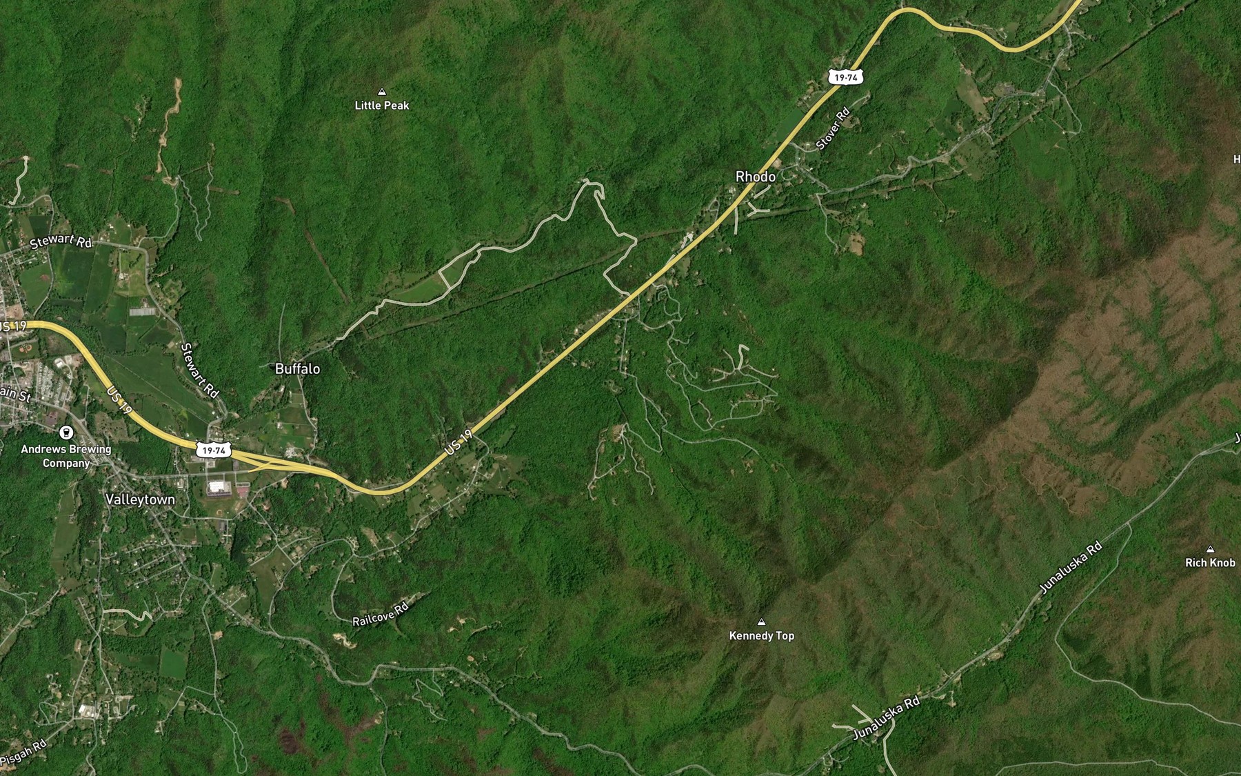 Satellite map of the Matherson Creek