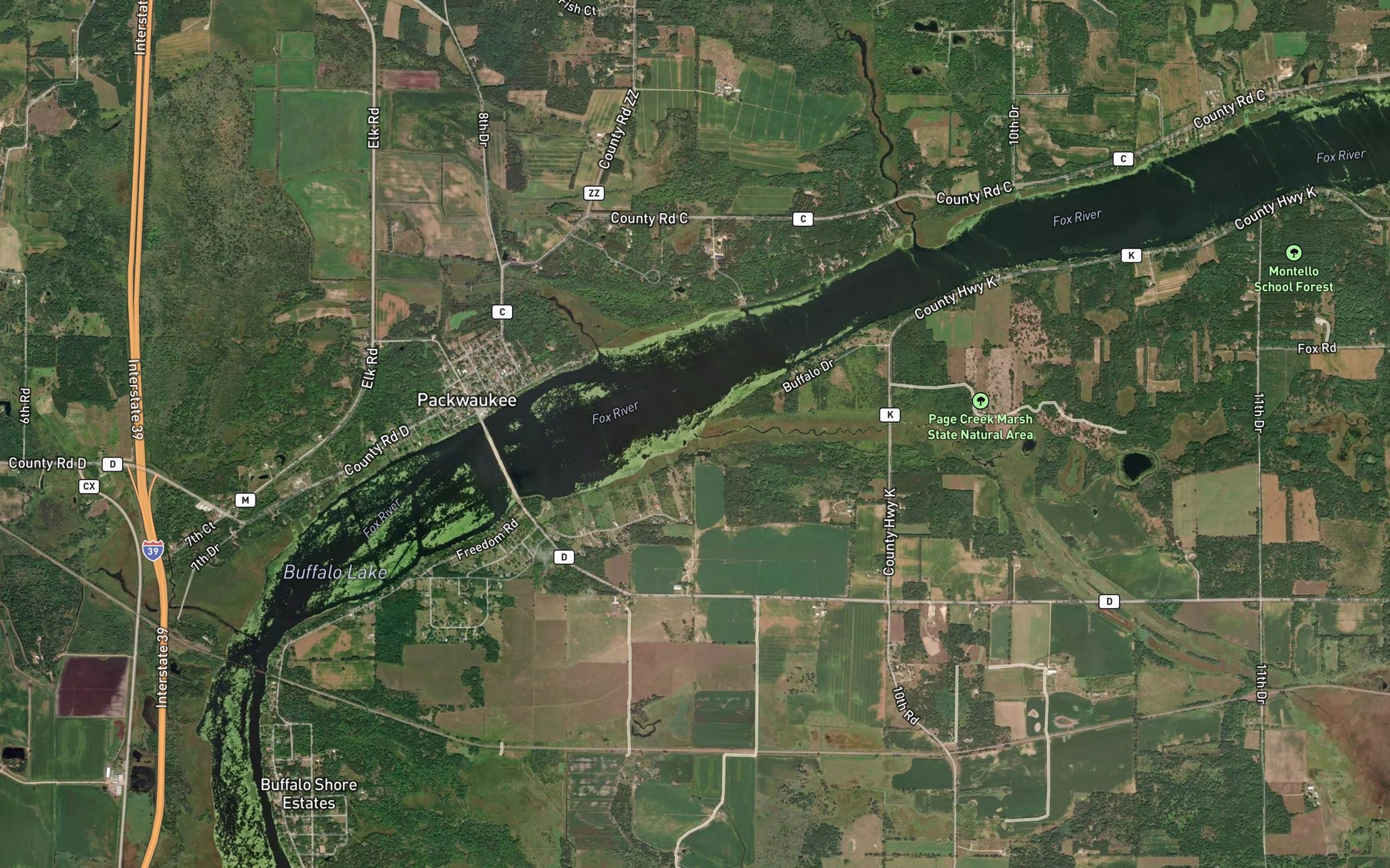 Satellite map of the Page Creek