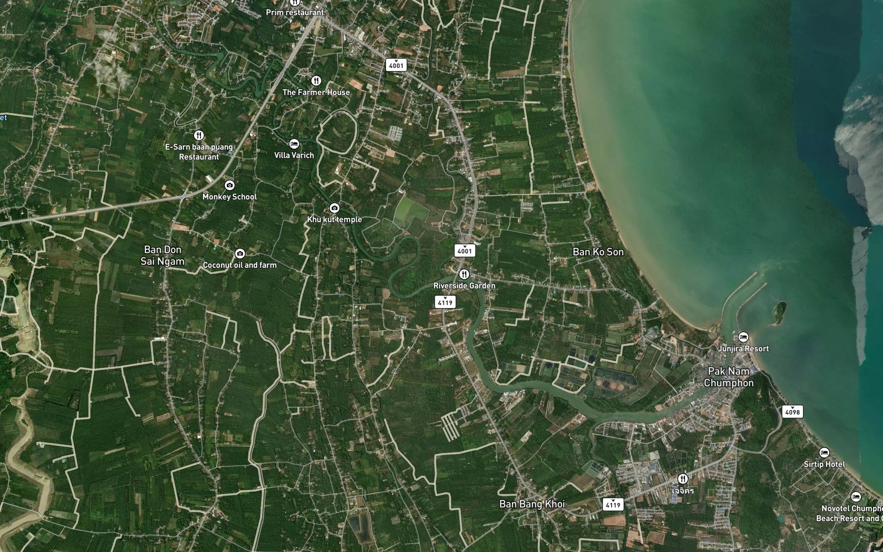 Satellite map of the Khlong Tha Nang Sang