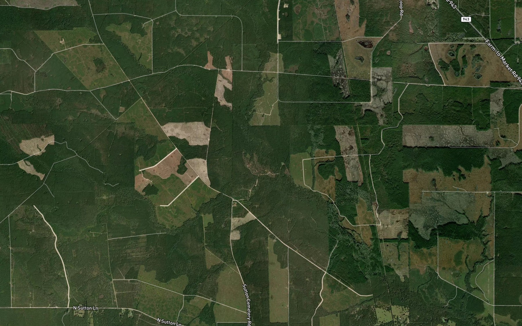 Satellite map of the Bad Luck Creek