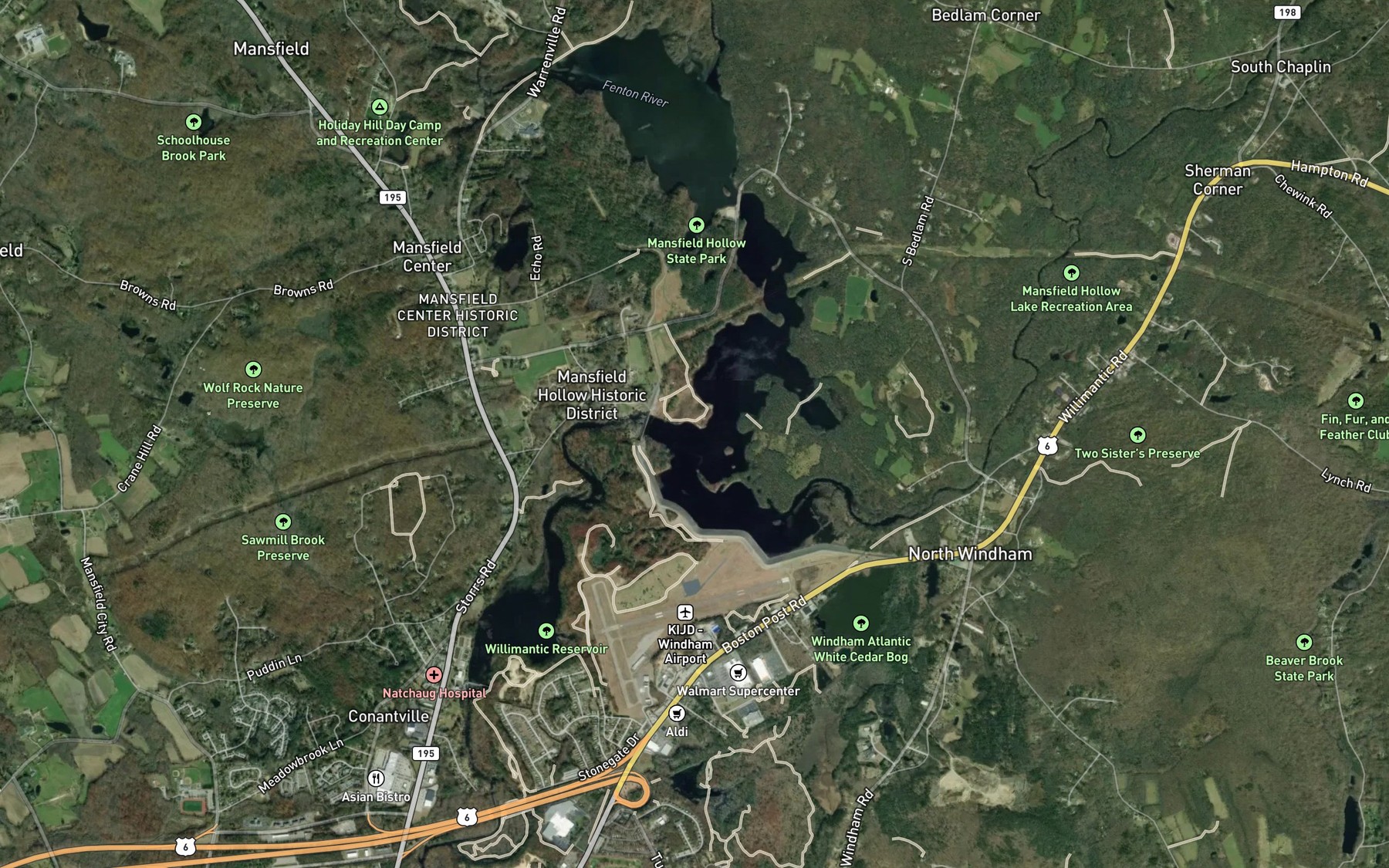 Satellite map of the Mount Hope River