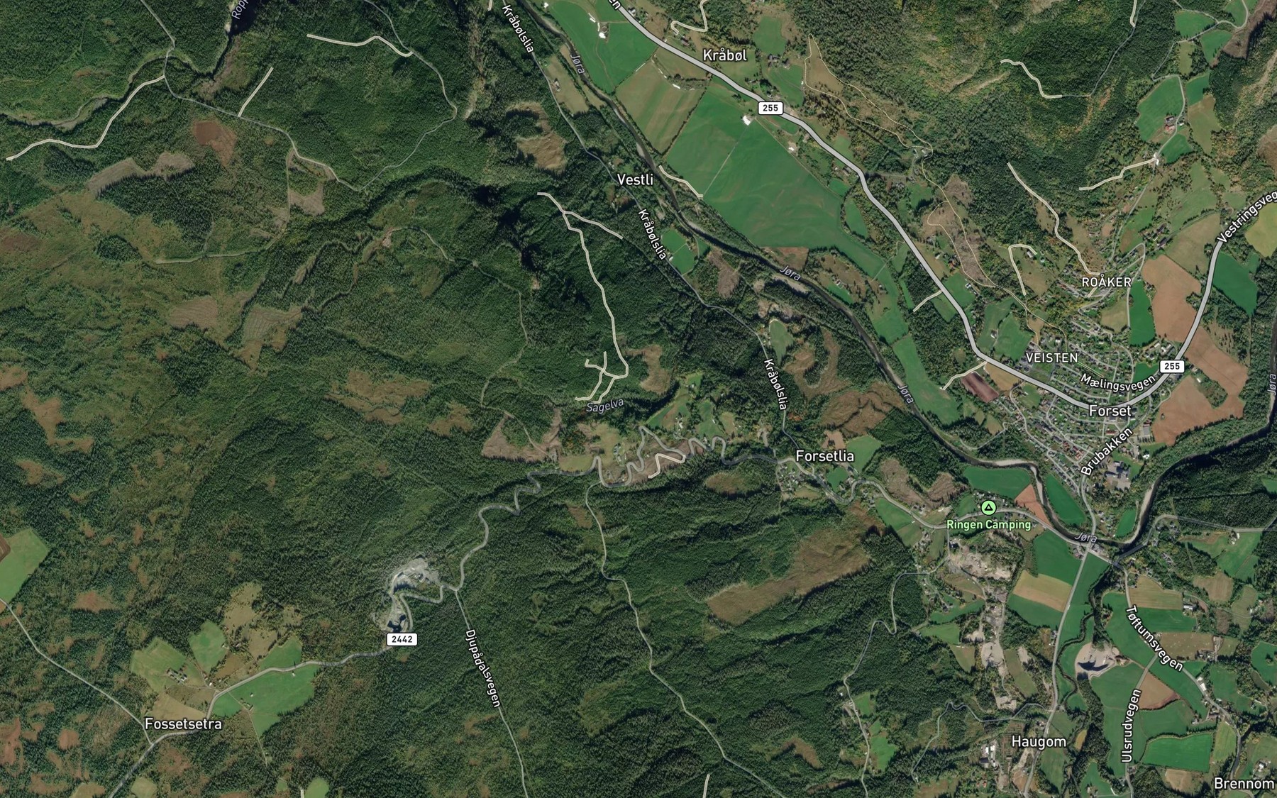 Satellite map of the Sagelva
