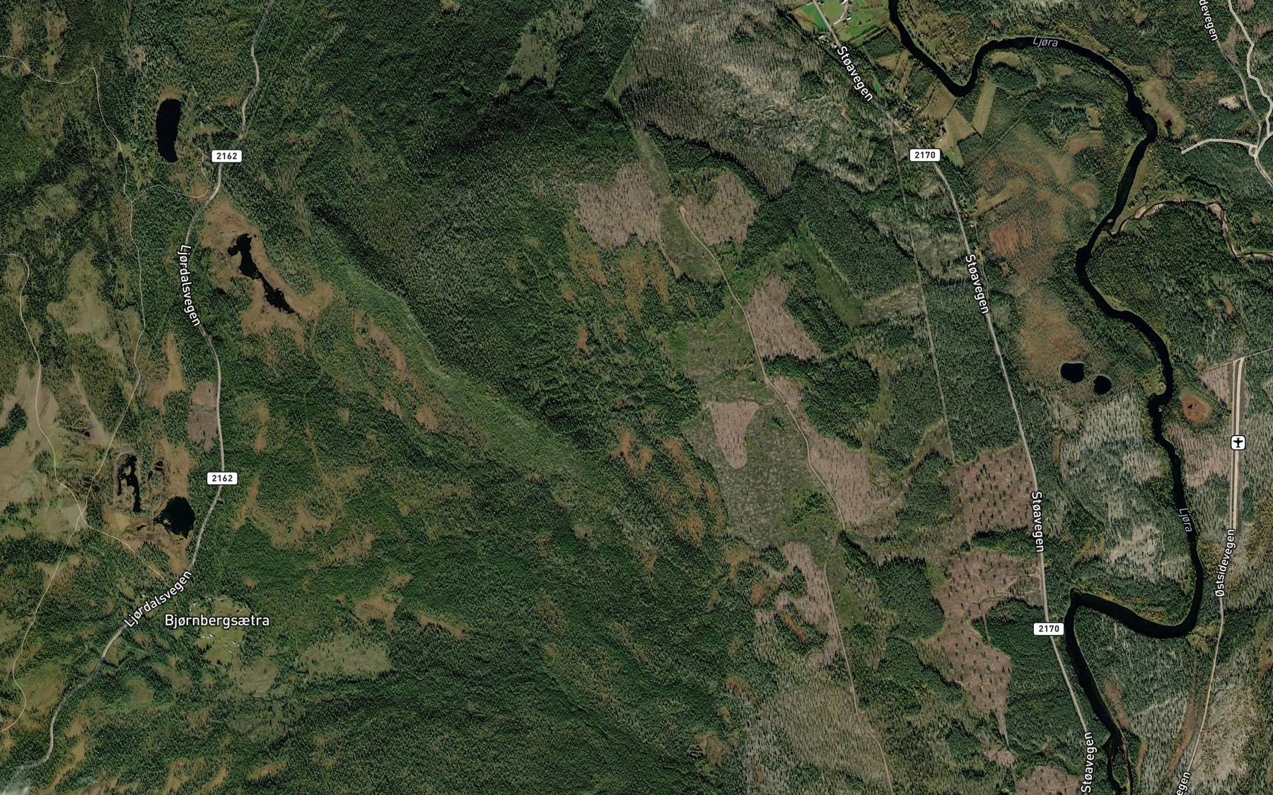 Satellite map of the Skjerdalsbekken