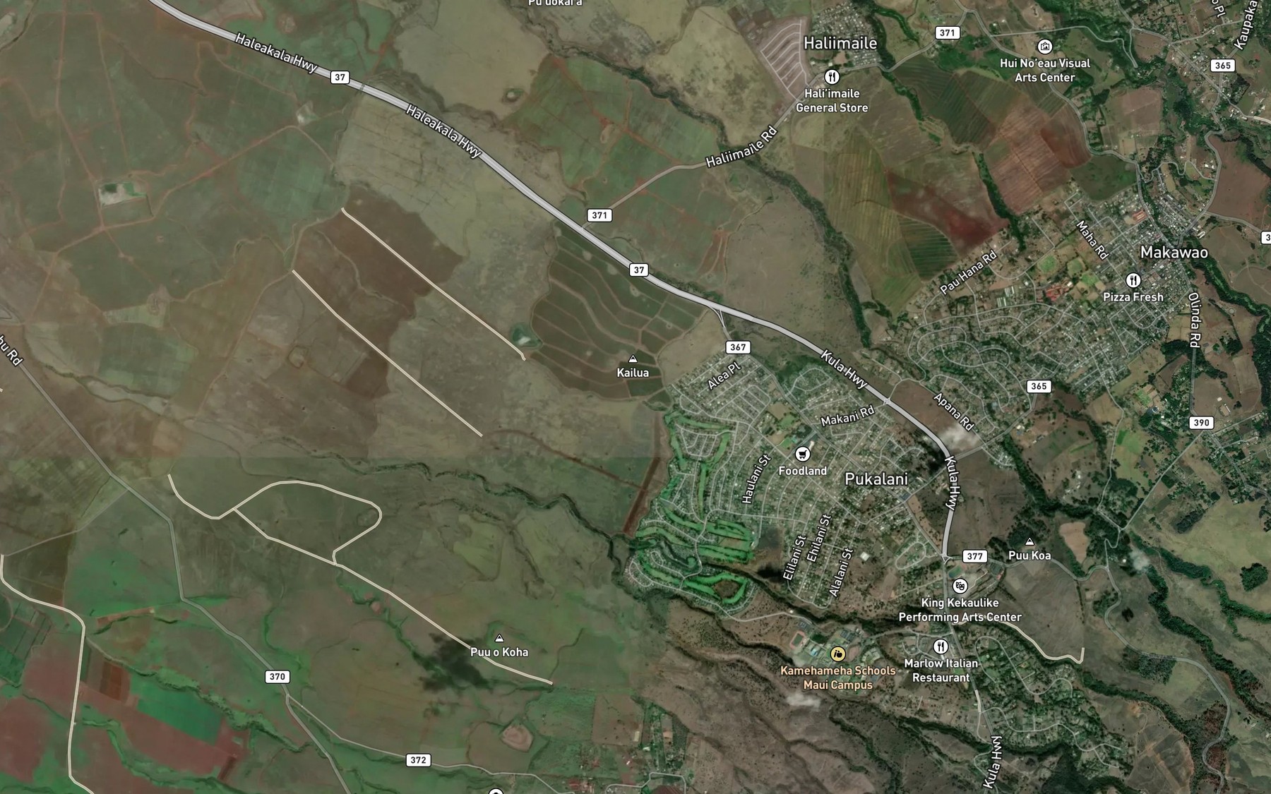 Satellite map of the Hamakua Ditch