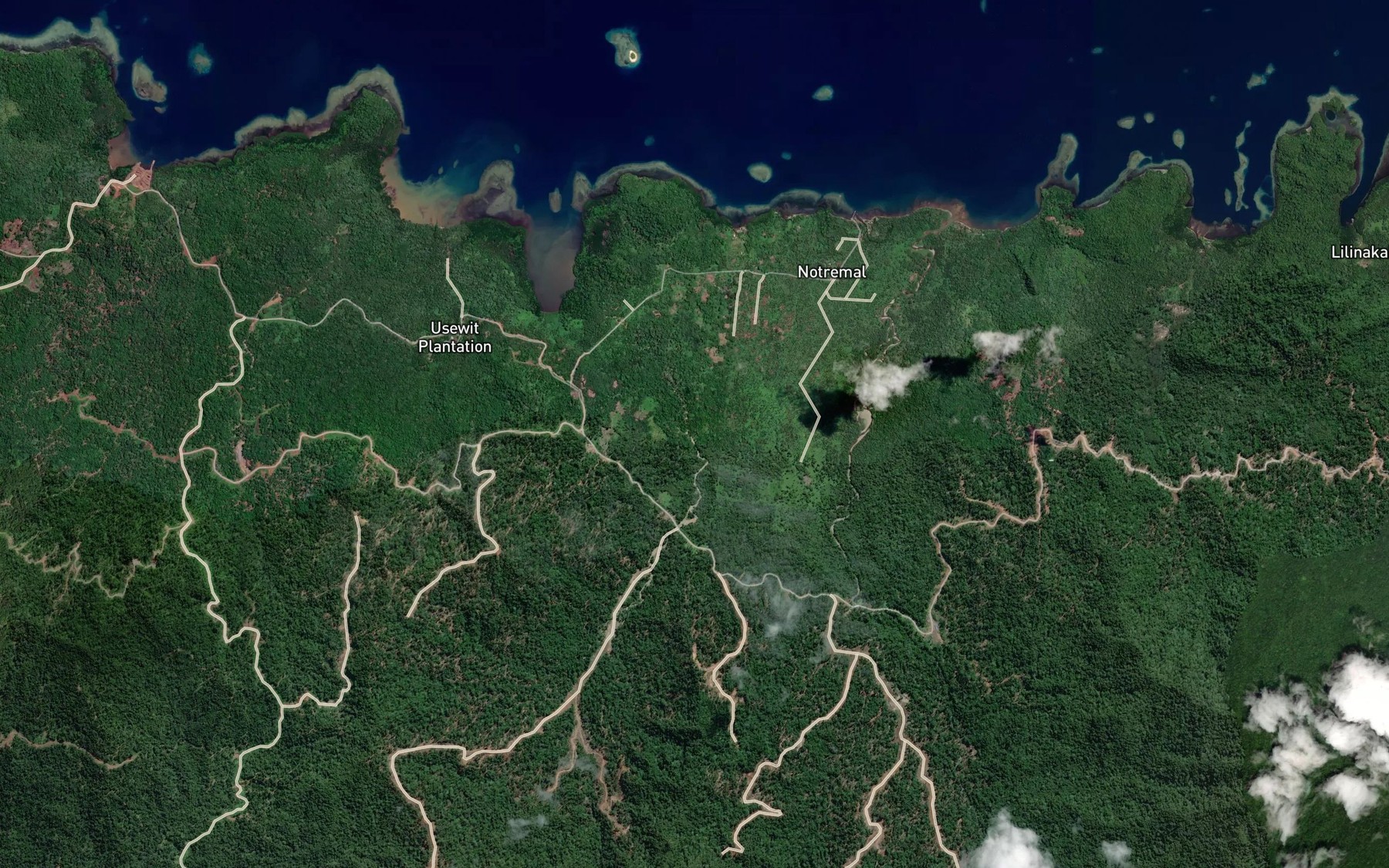 Satellite map of the Rangarere River