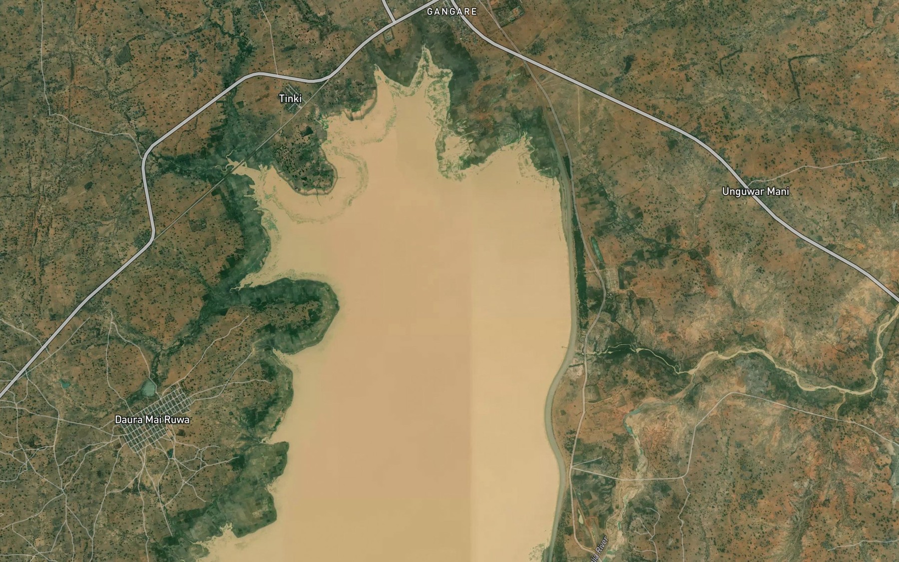 Satellite map of the Challawa Gorge Reservoir