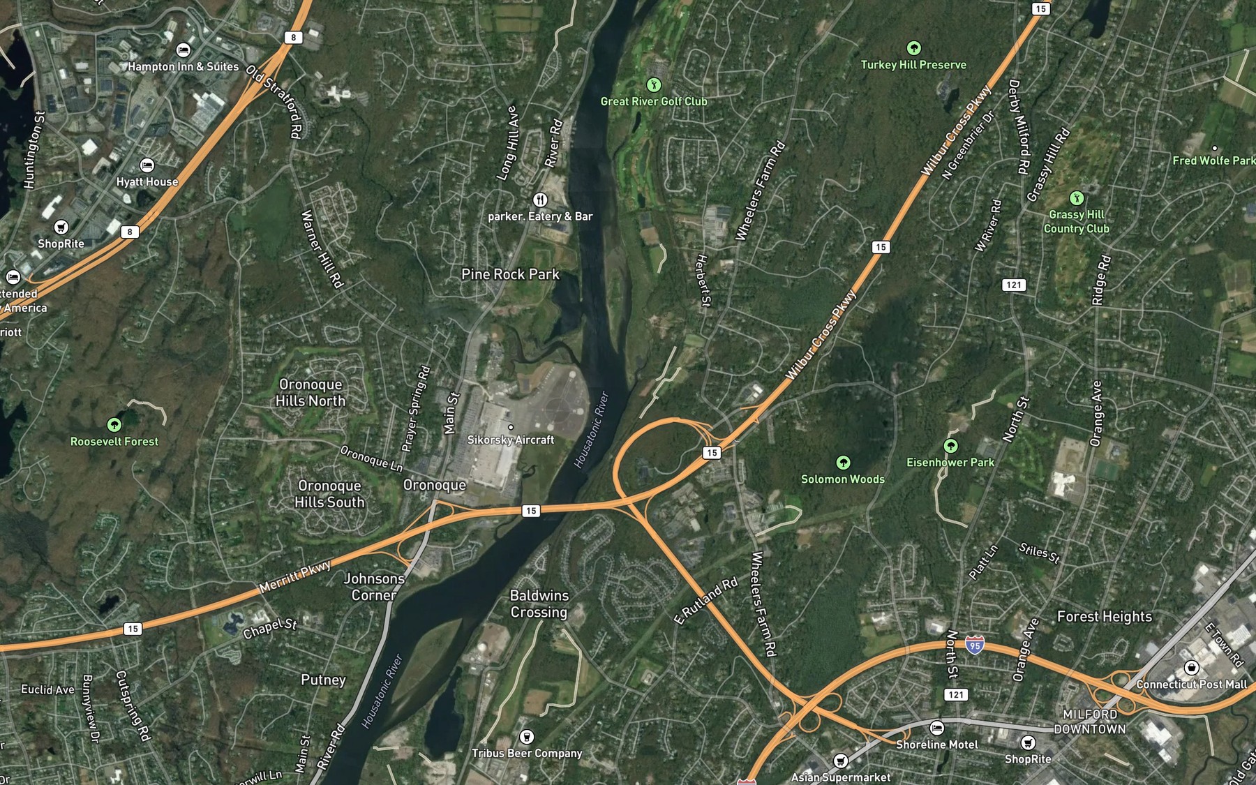 Satellite map of the Turkey Hill Brook