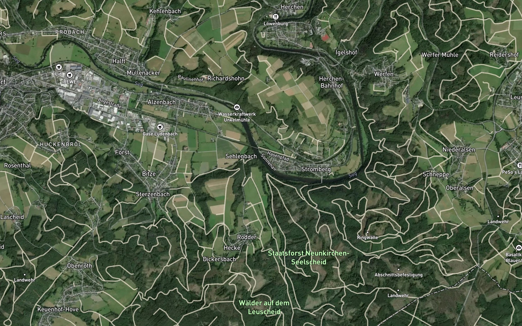 Satellite map of the Muhlenbach