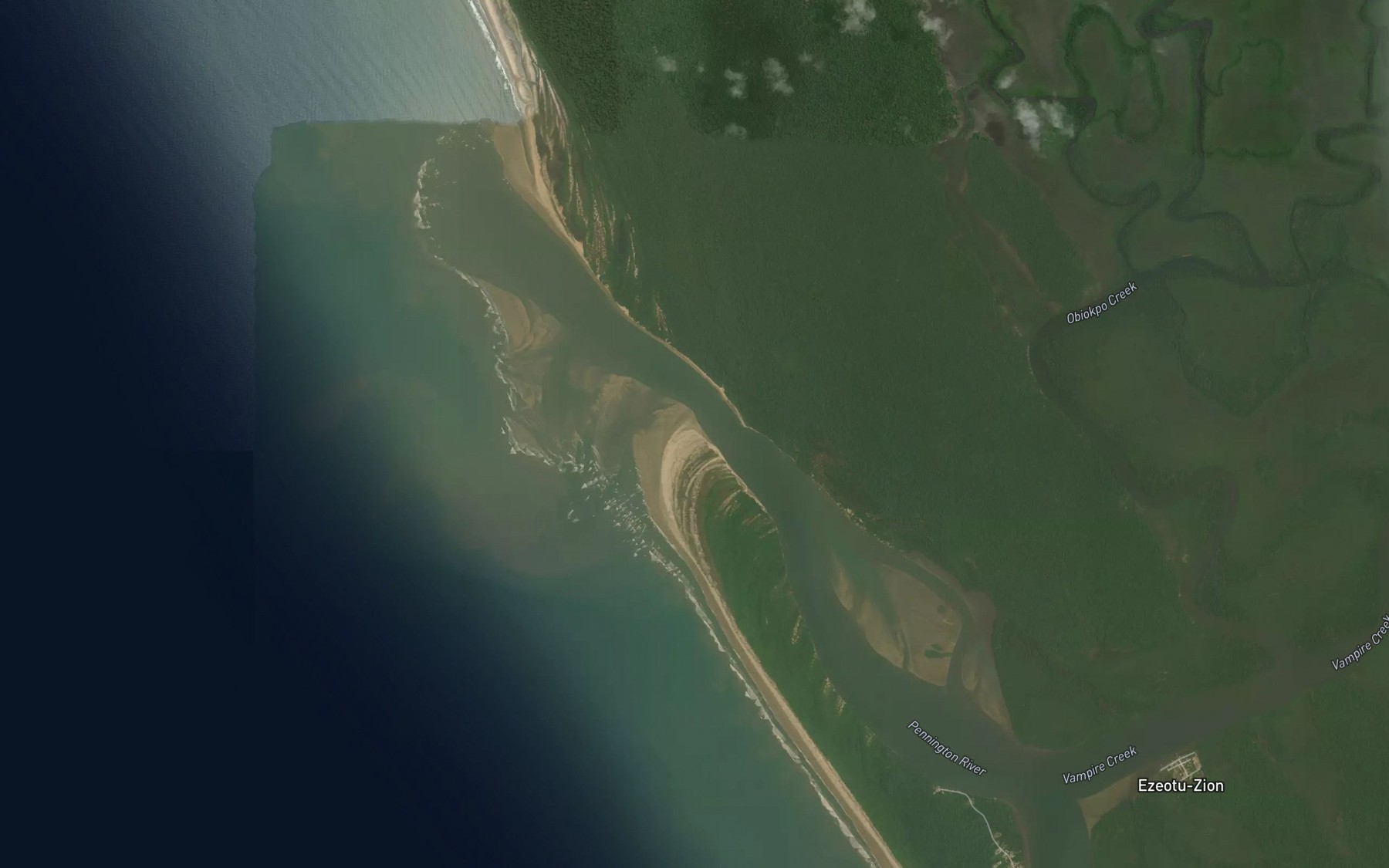 Satellite map of the Pennington River