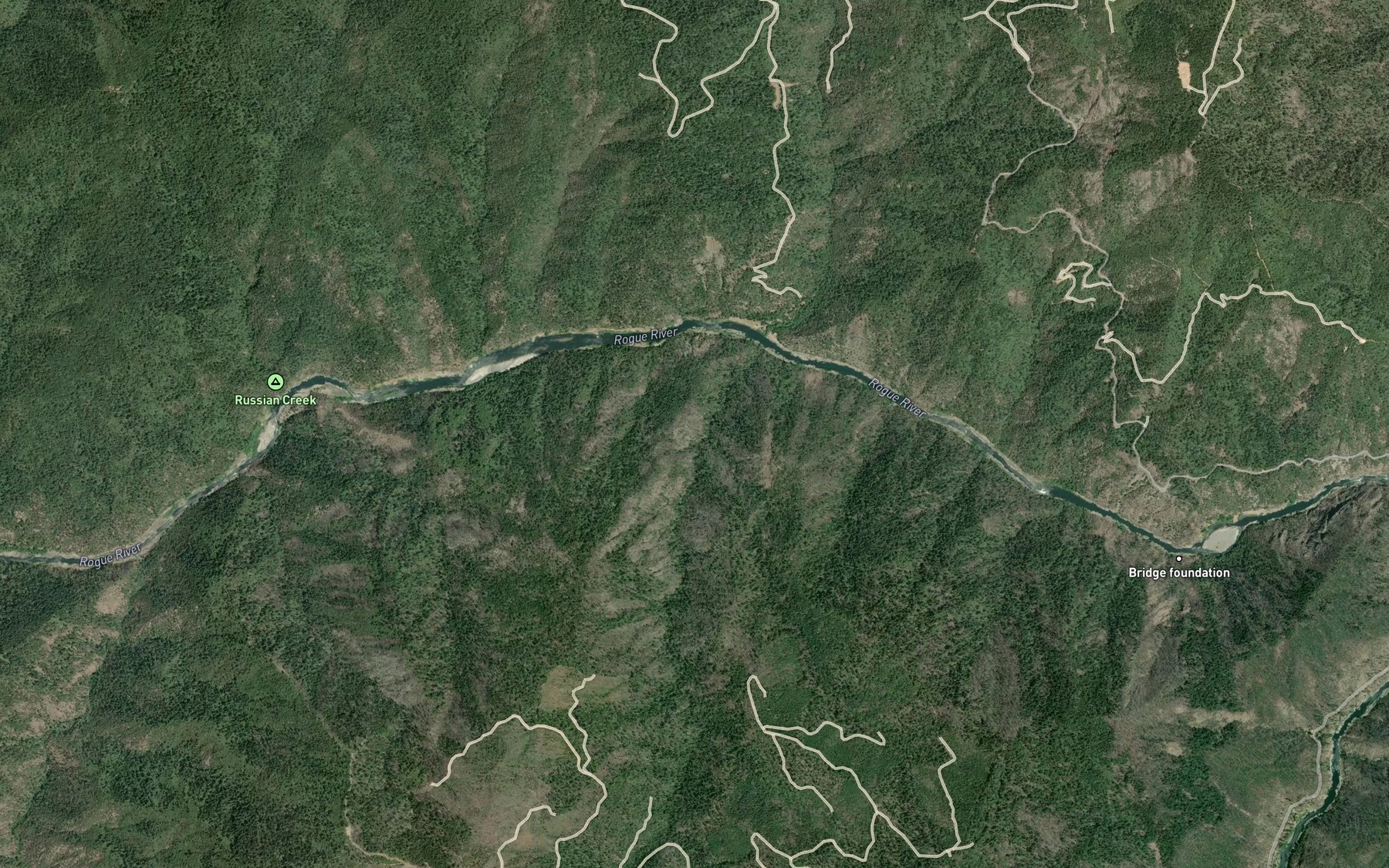 Satellite map of the East Fork Rum Creek