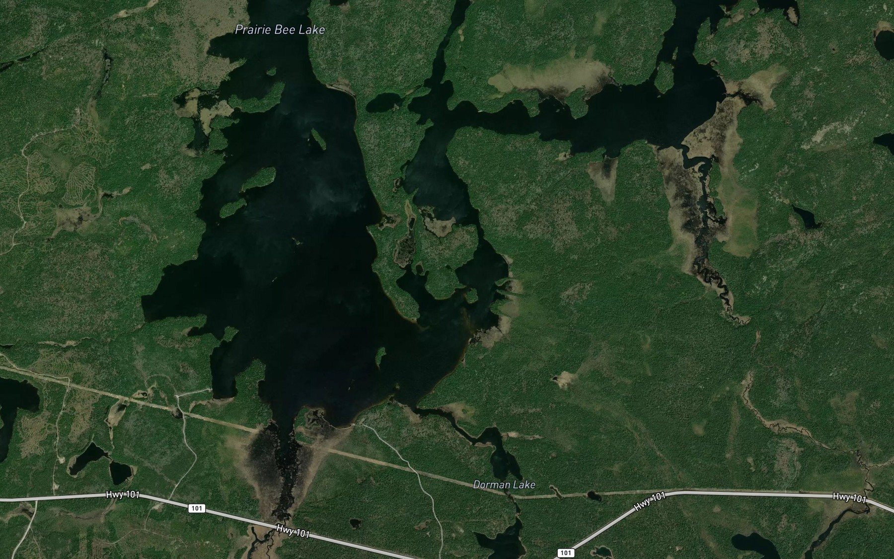 Satellite map of the Dividing Narrows