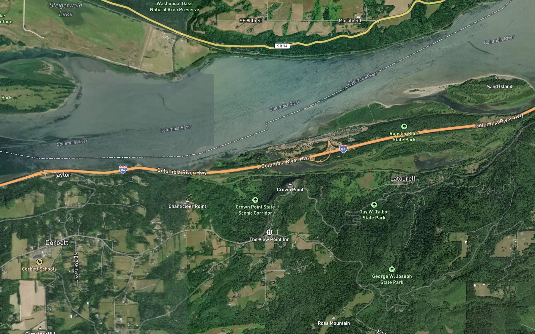 Satellite map of the Latourell Creek
