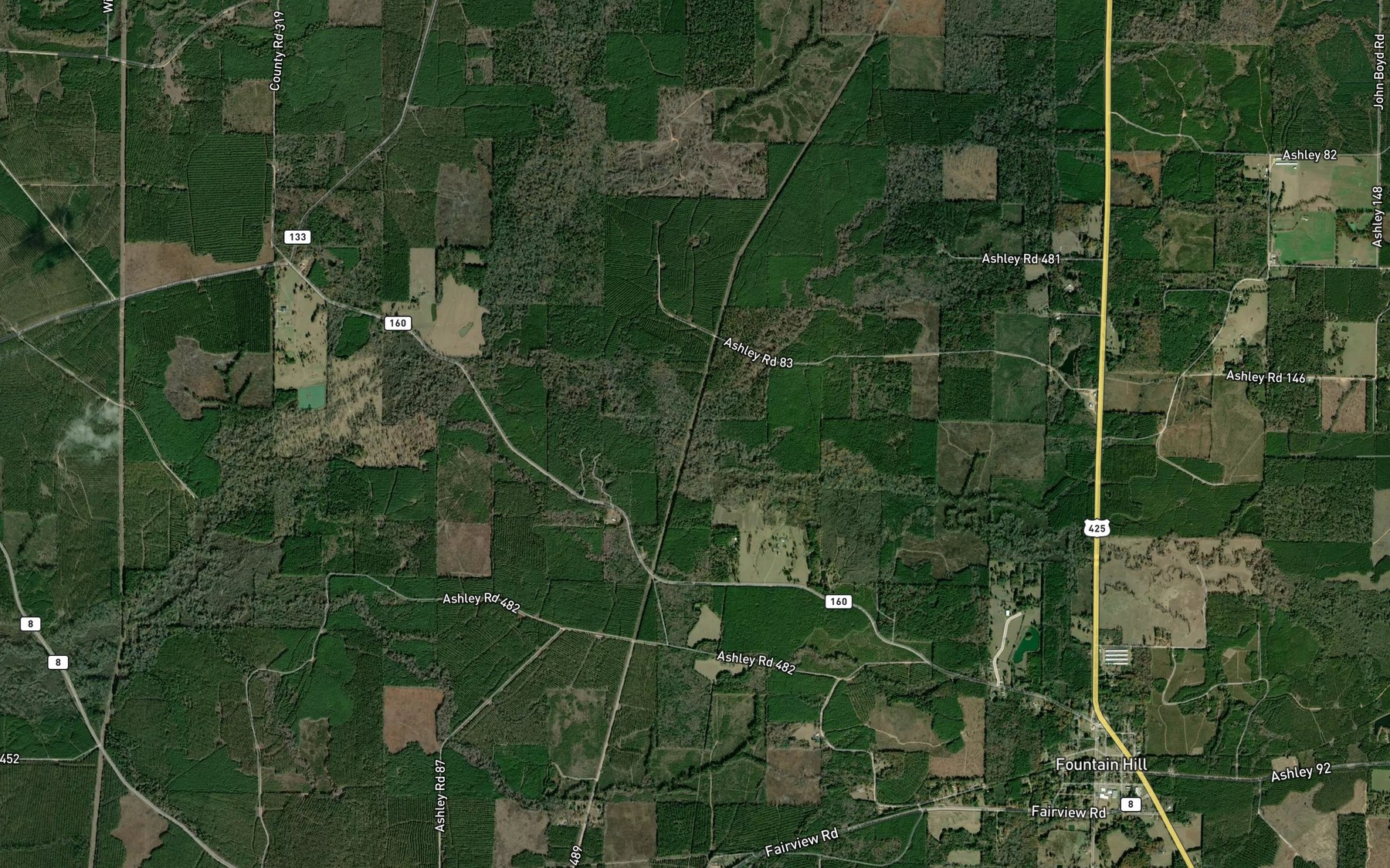 Satellite map of the Bear Creek