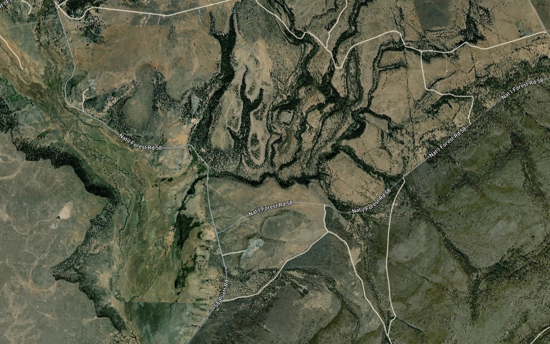 Satellite map of the Bear Creek