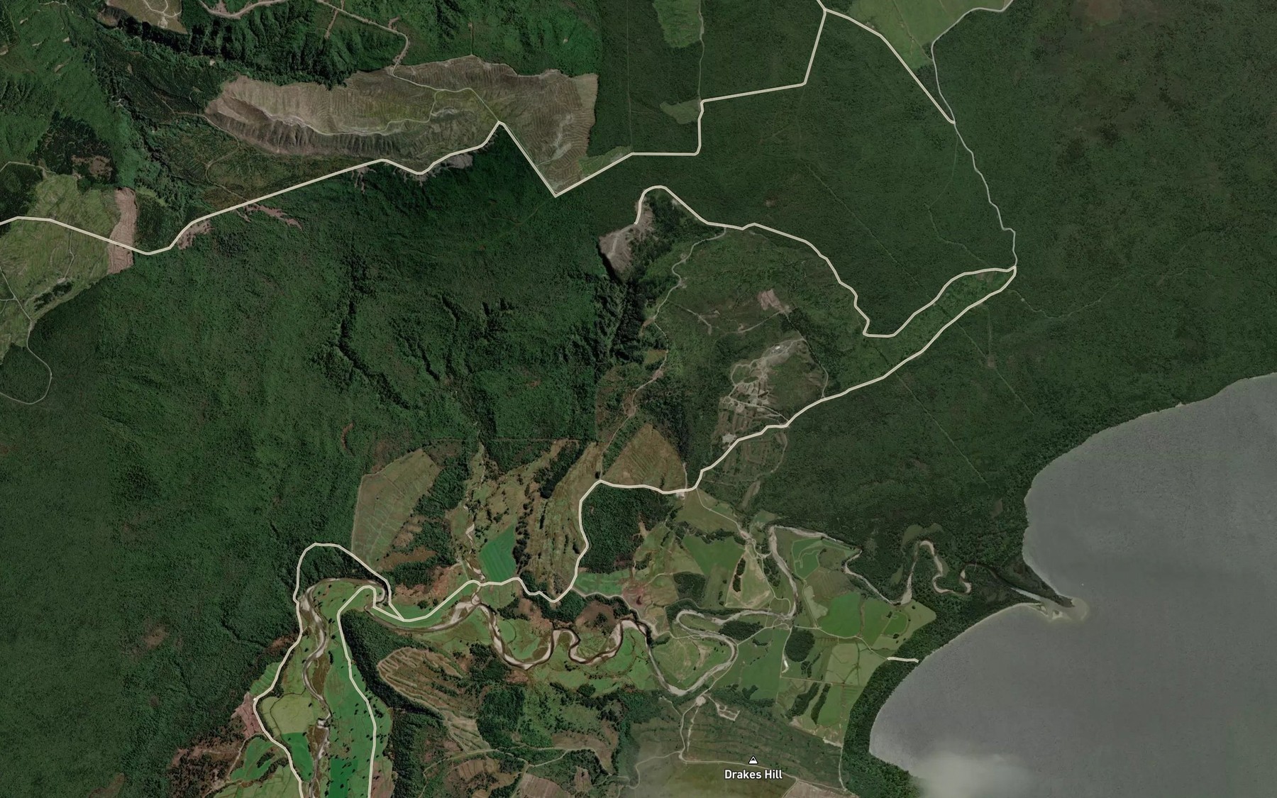 Satellite map of the Pigeon Creek