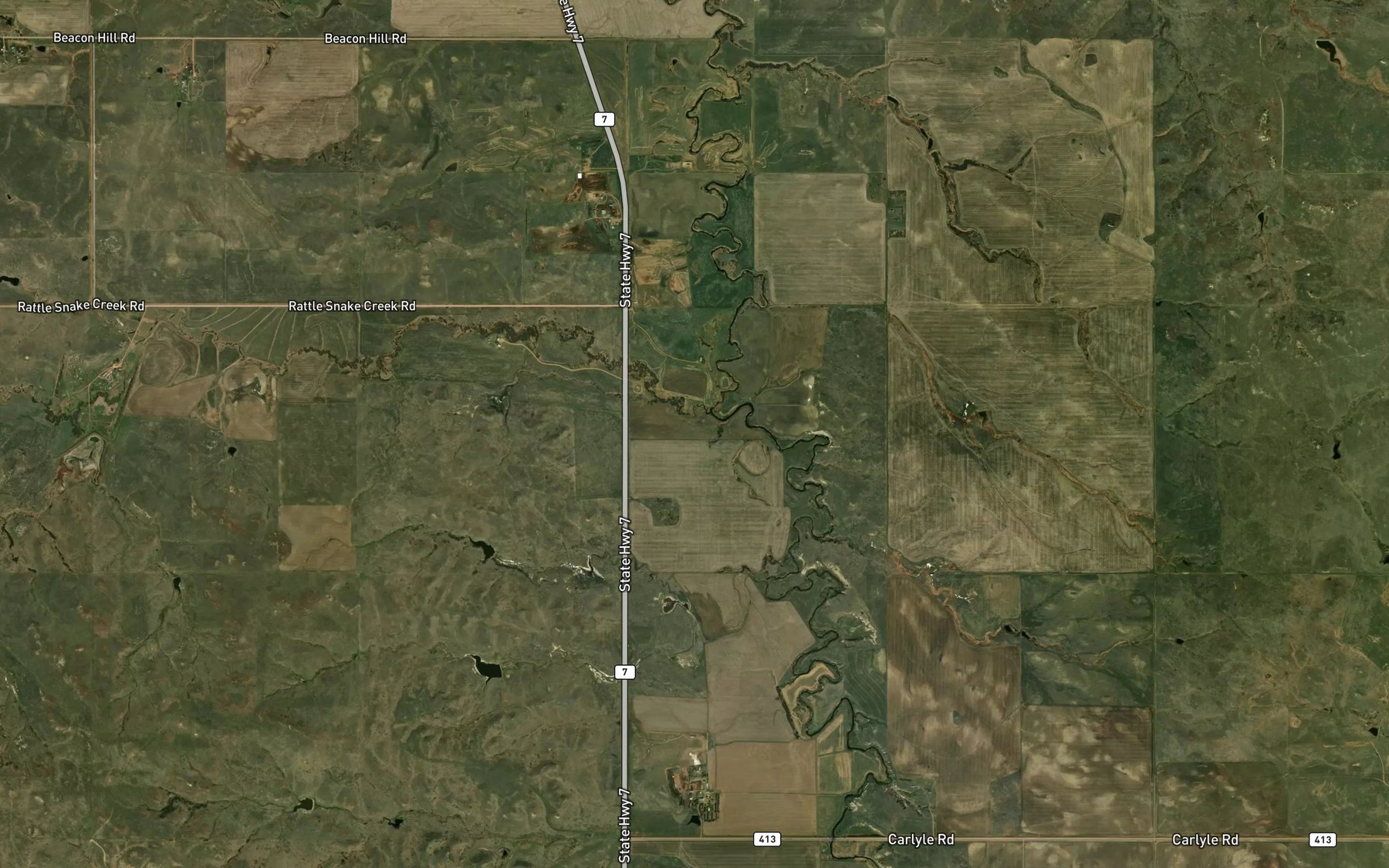 Satellite map of the Rattlesnake Creek
