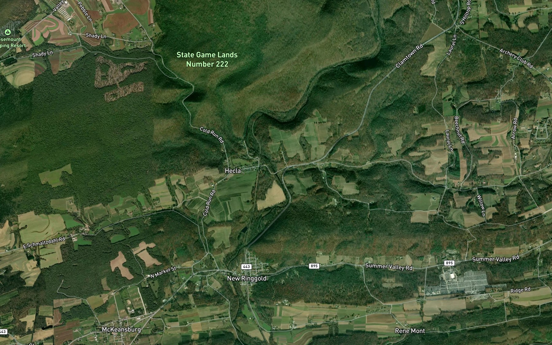 Satellite map of the Keenigs Creek