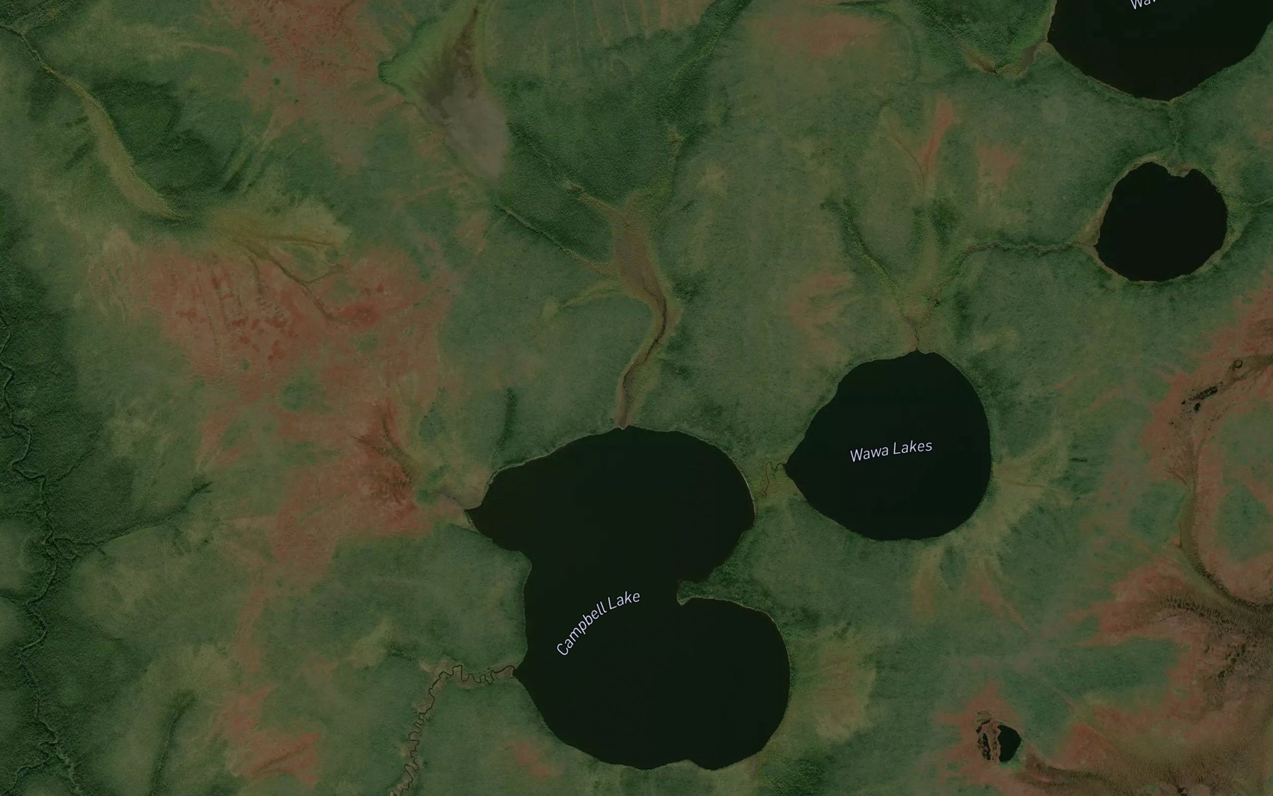 Satellite map of the Wawa Lakes