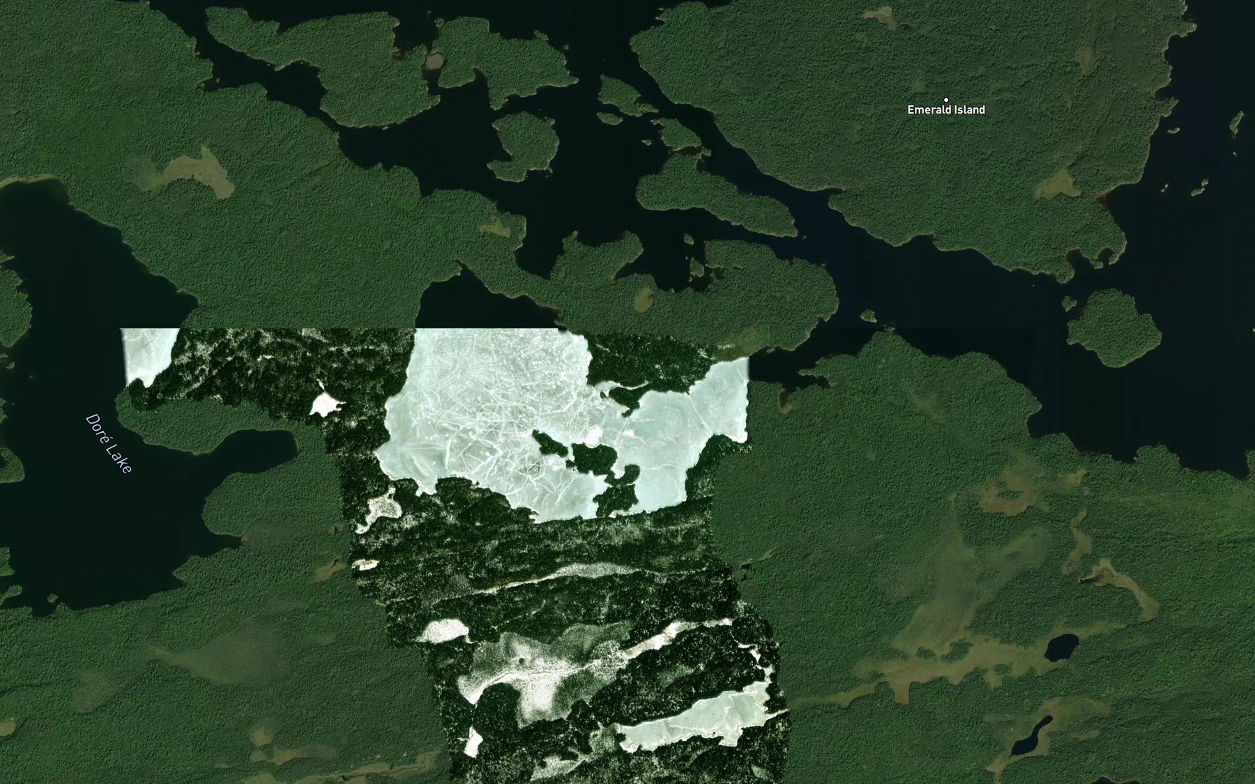 Satellite map of the Pine Portage Bay