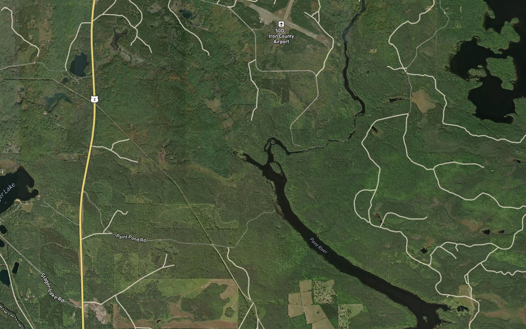 Satellite map of the Seven Springs Creek
