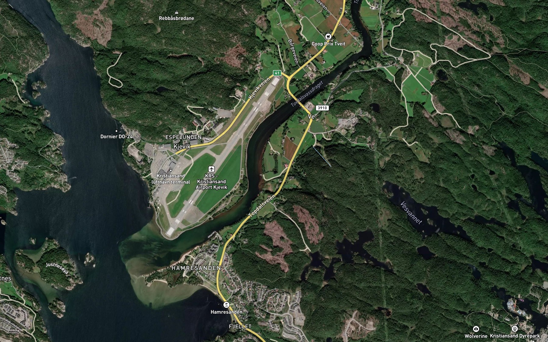 Satellite map of the Nessetjonn