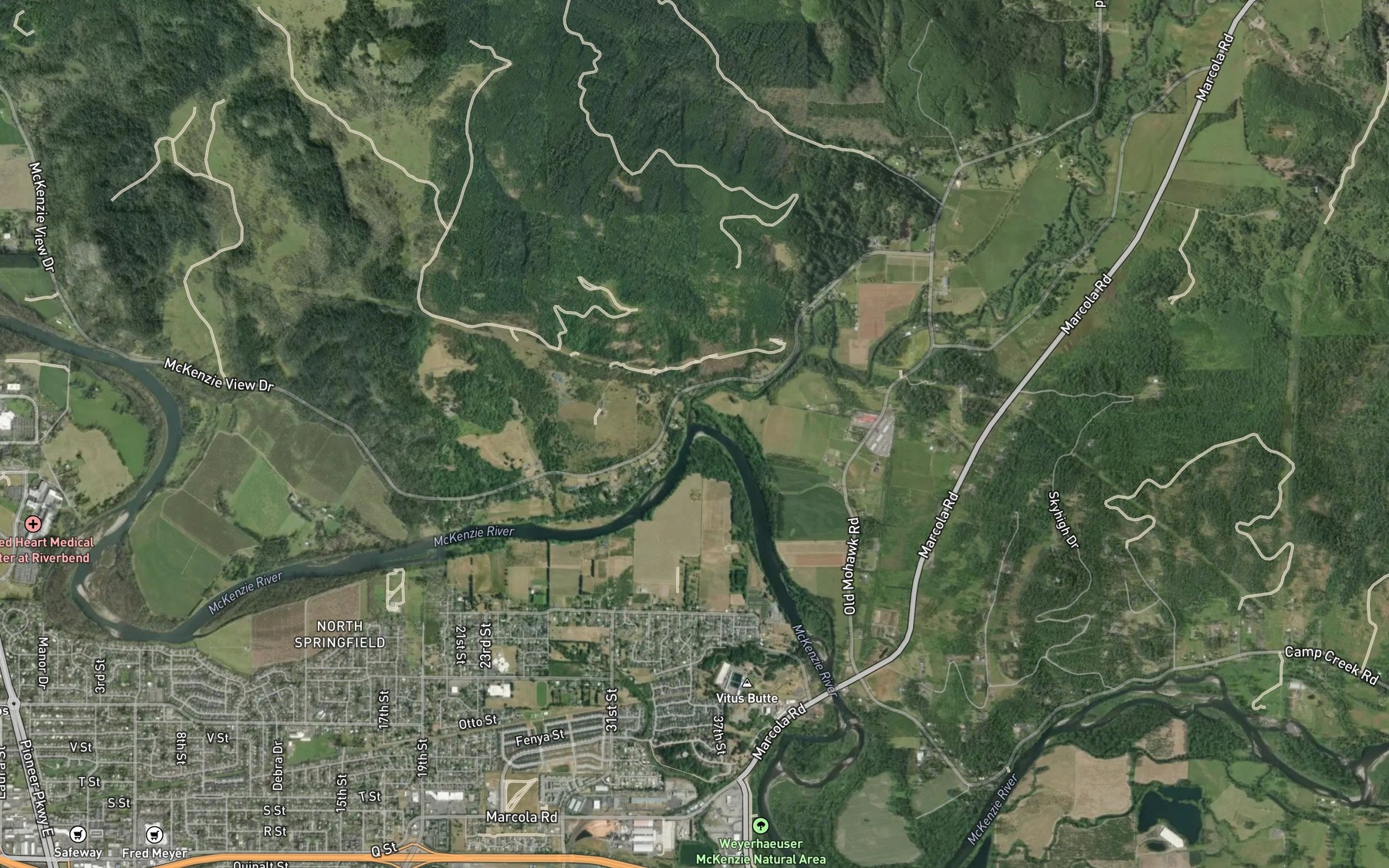 Satellite map of the Mohawk River
