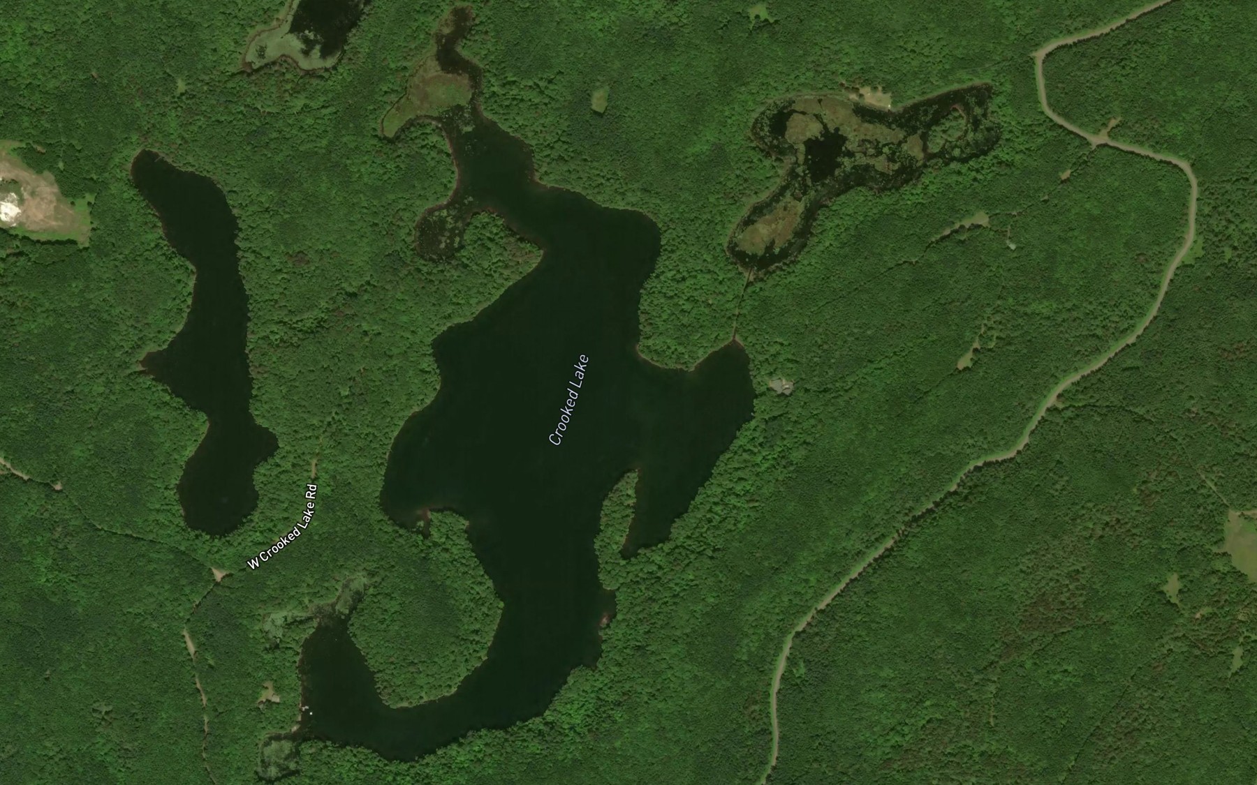 Satellite map of the Crooked Lake