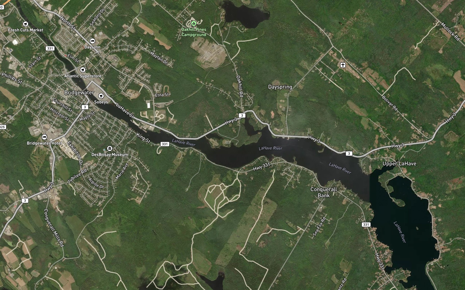 Satellite map of the Marsh Cove
