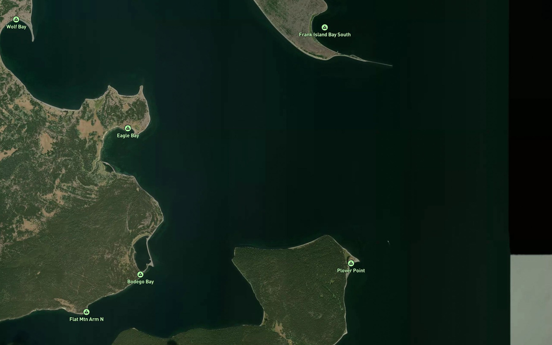 Satellite map of the Yellowstone Lake