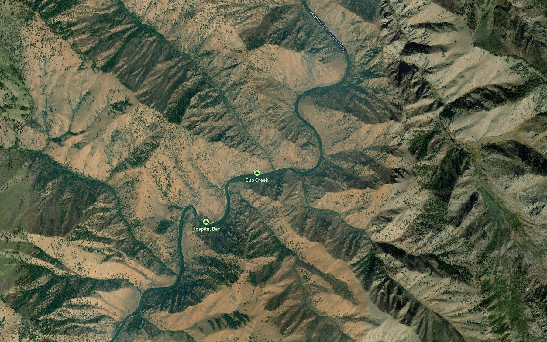 Satellite map of the Cub Creek