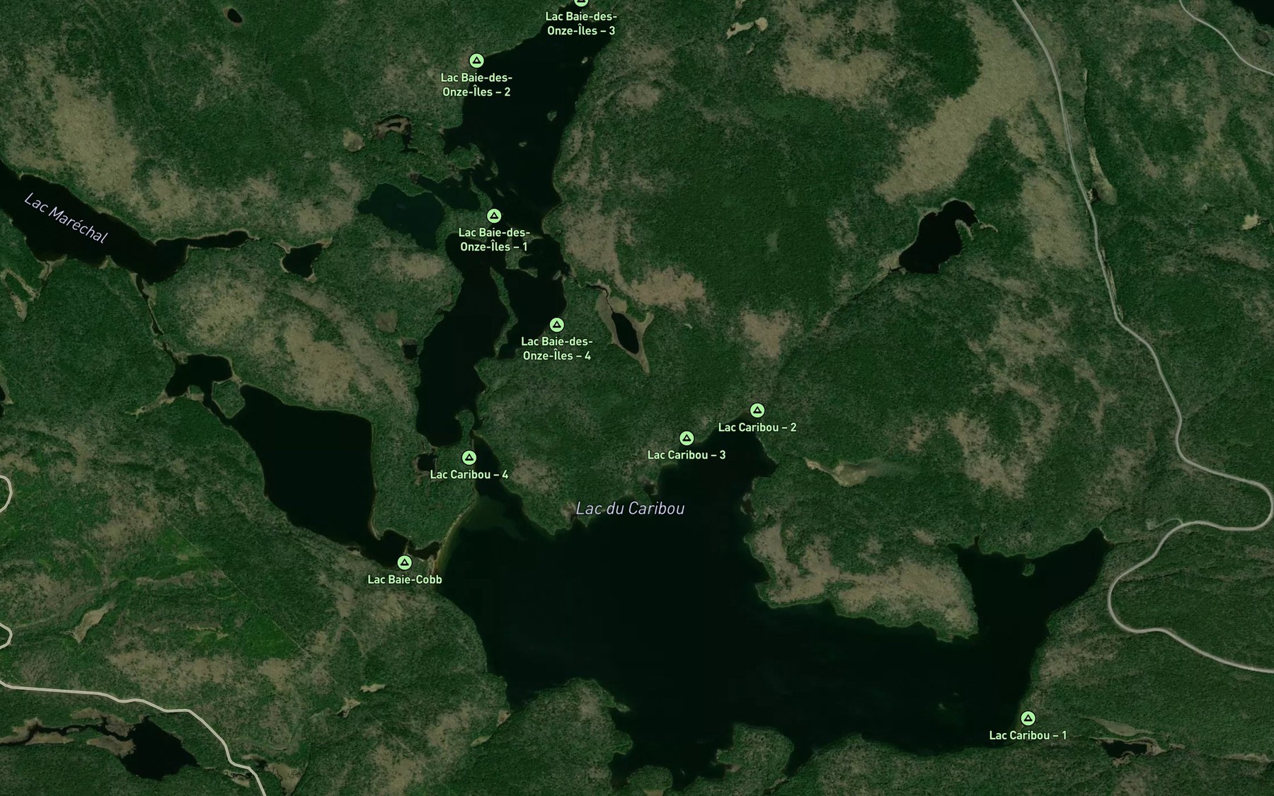 Satellite map of the Lac du Caribou