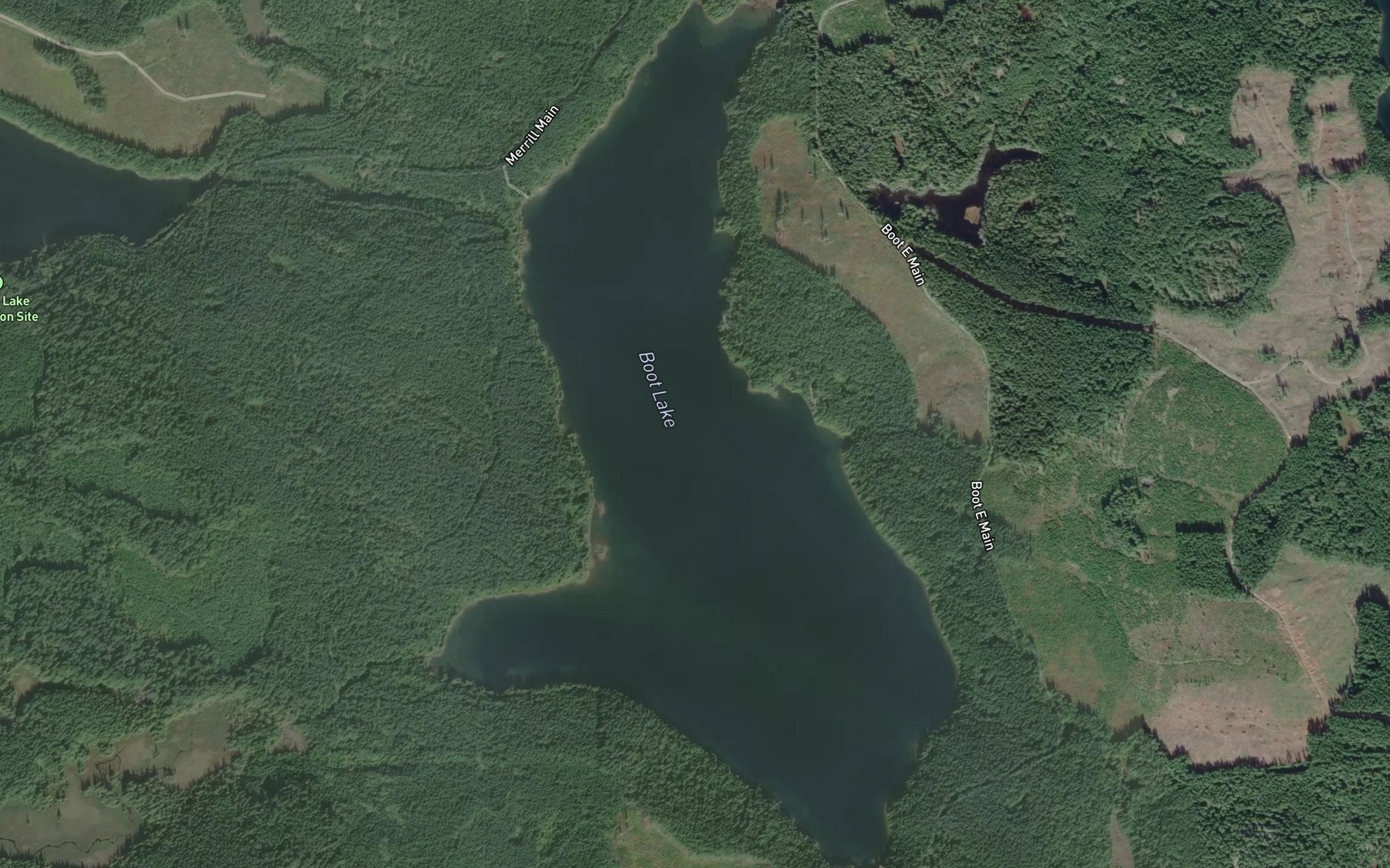 Satellite map of the Boot Lake