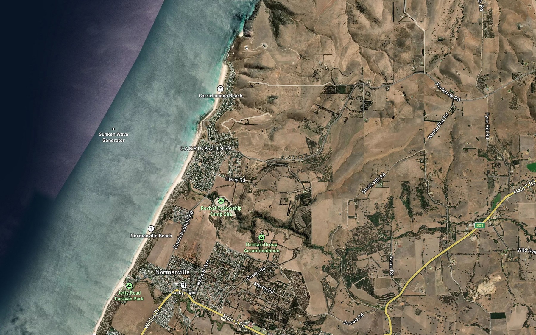 Satellite map of the Carricalinga Creek
