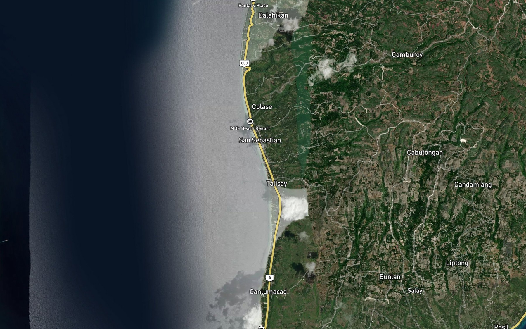 Satellite map of the Campirat River
