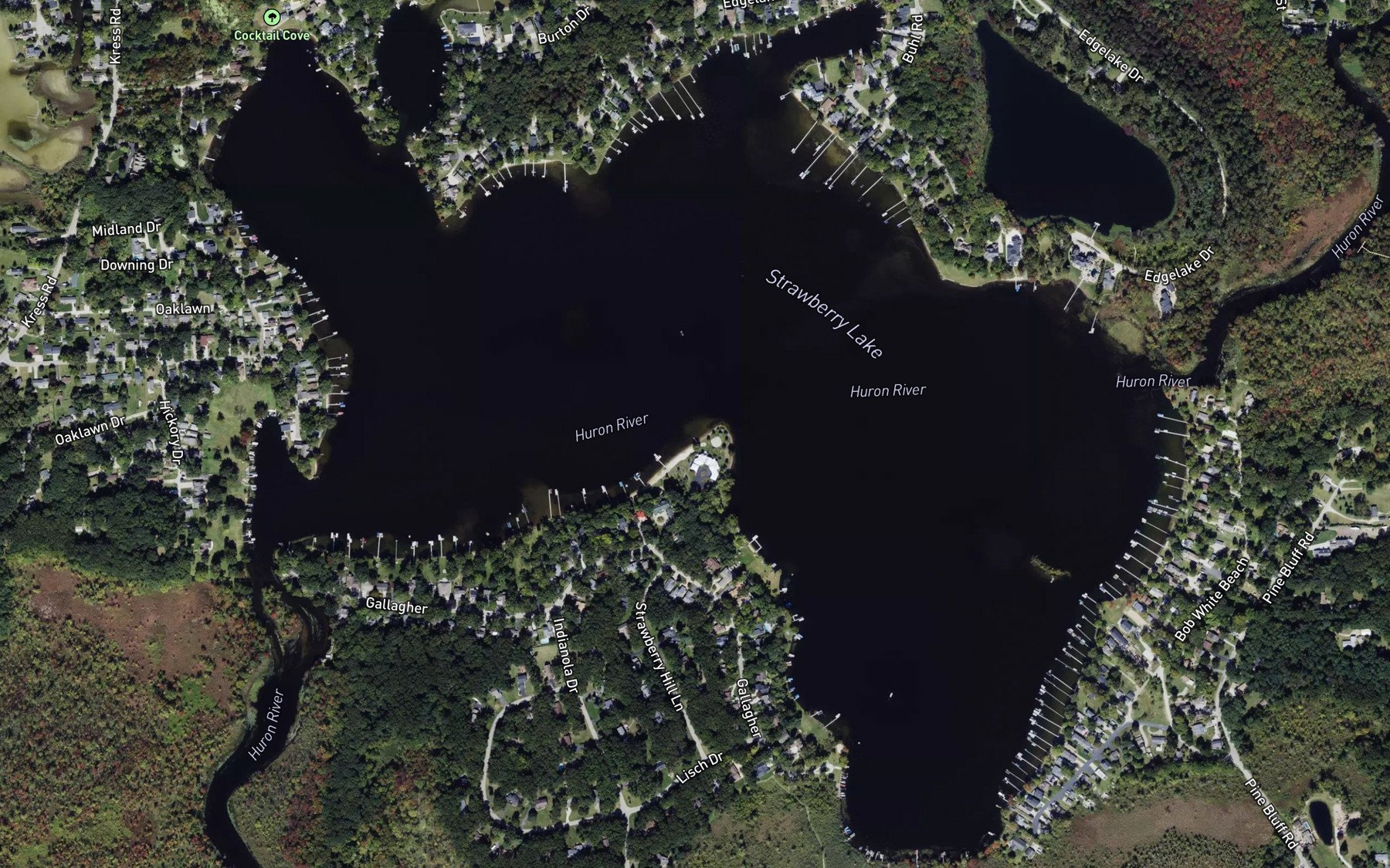 Satellite map of the Strawberry Lake