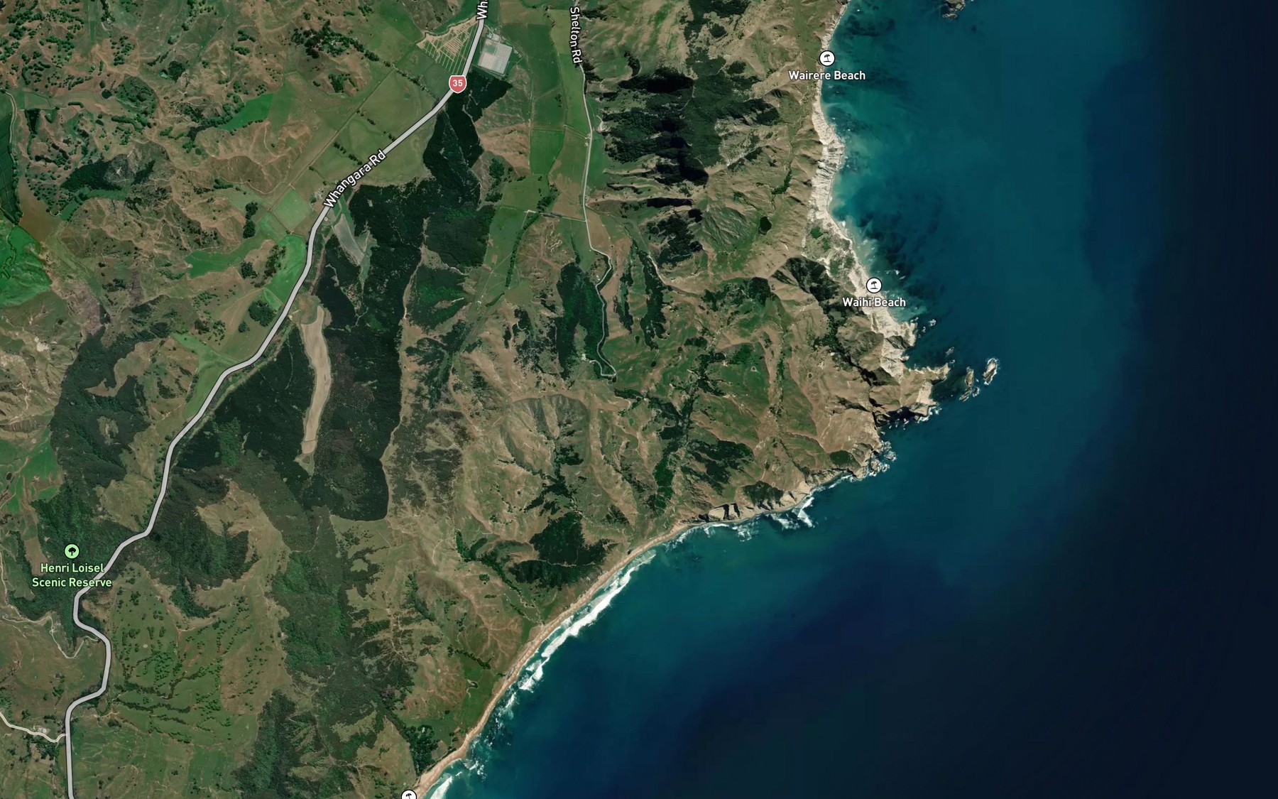 Satellite map of the Mahanga Stream