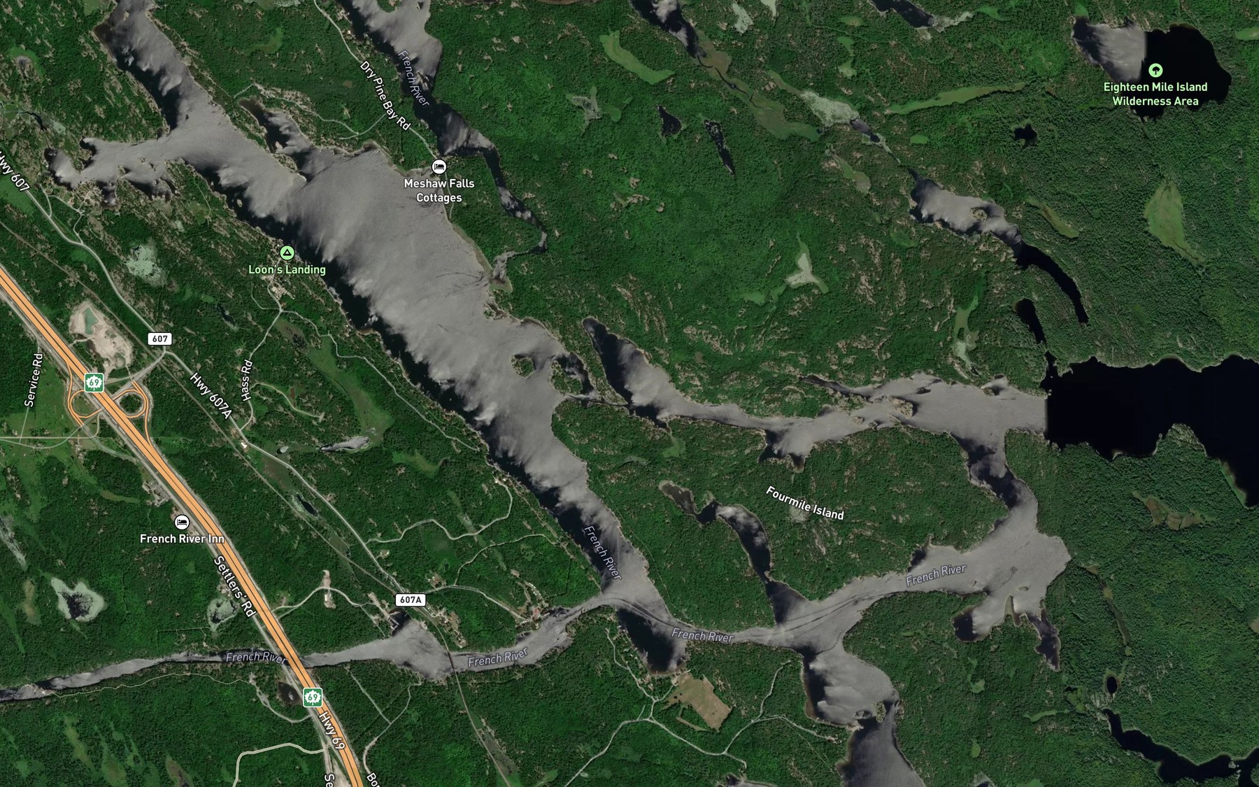 Satellite map of the Canoe Pass