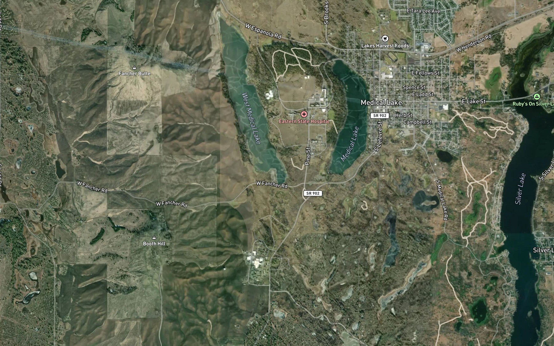 Satellite map of the West Medical Lake