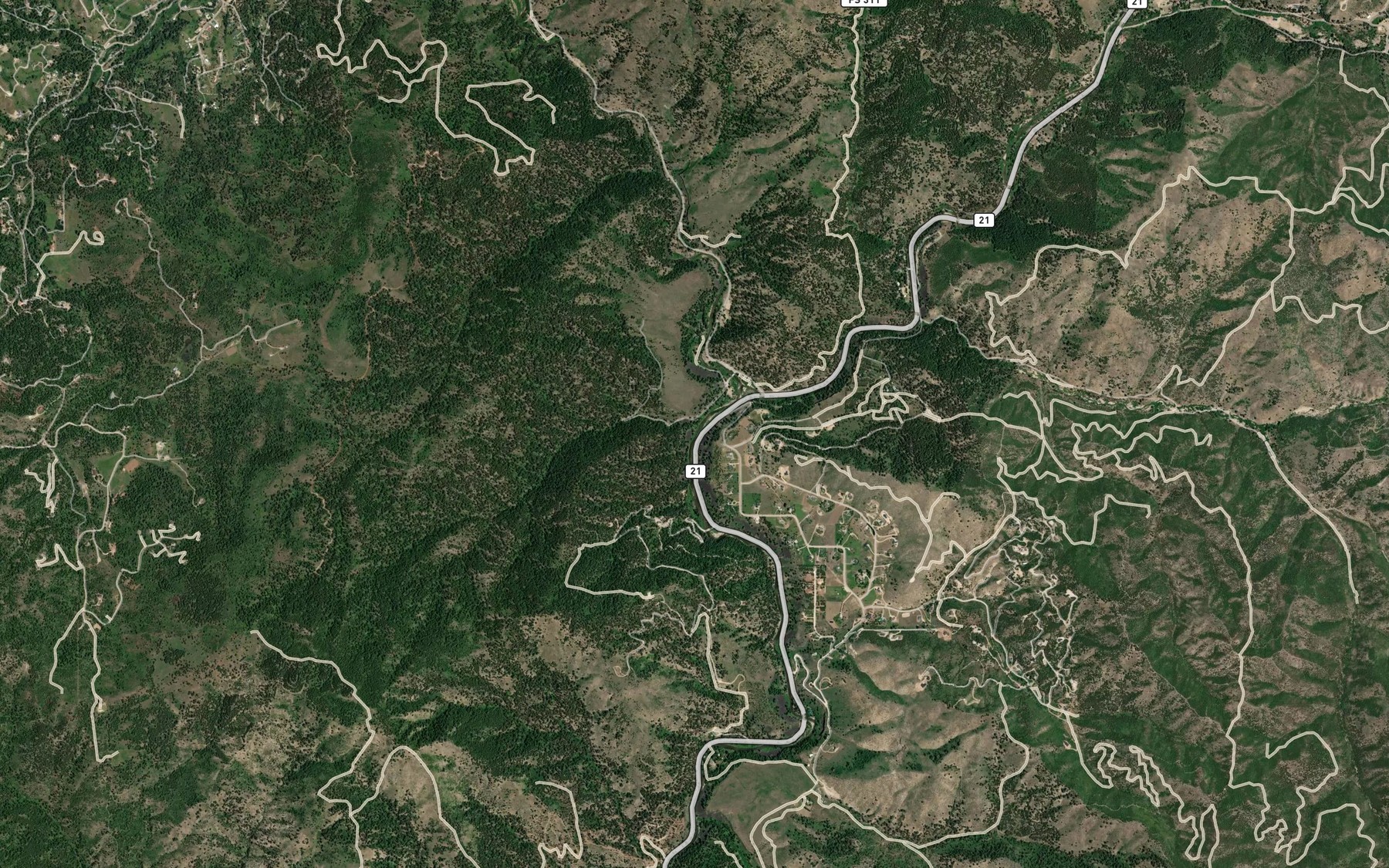 Satellite map of the Avelene Creek