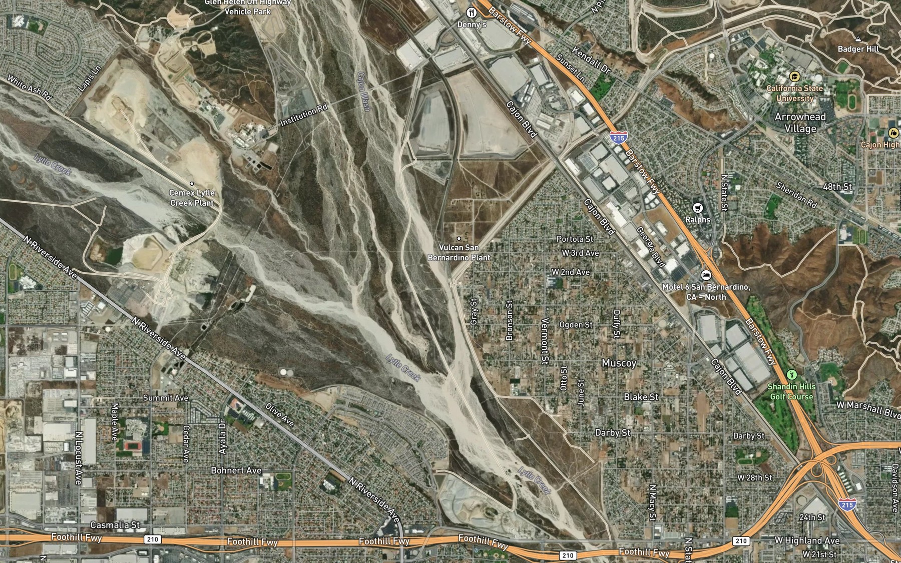 Satellite map of the Cable Creek