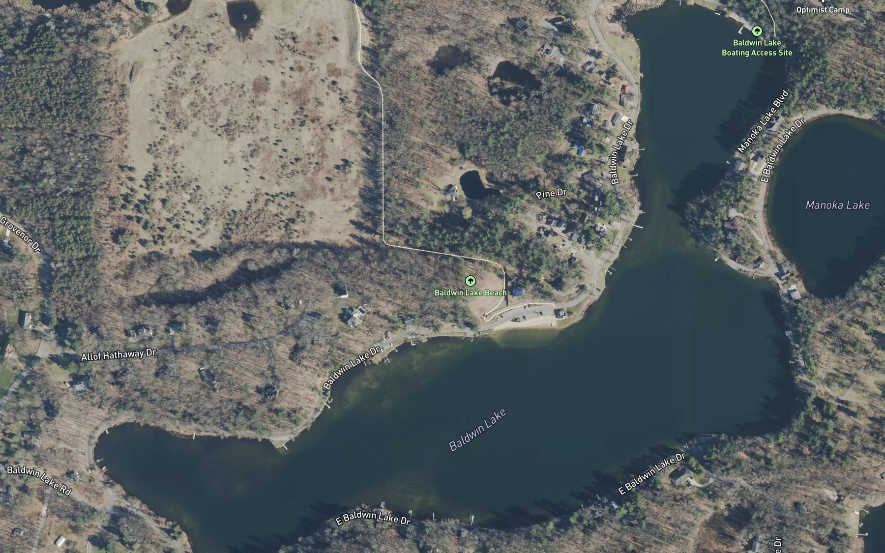 Satellite map of the Baldwin Lake