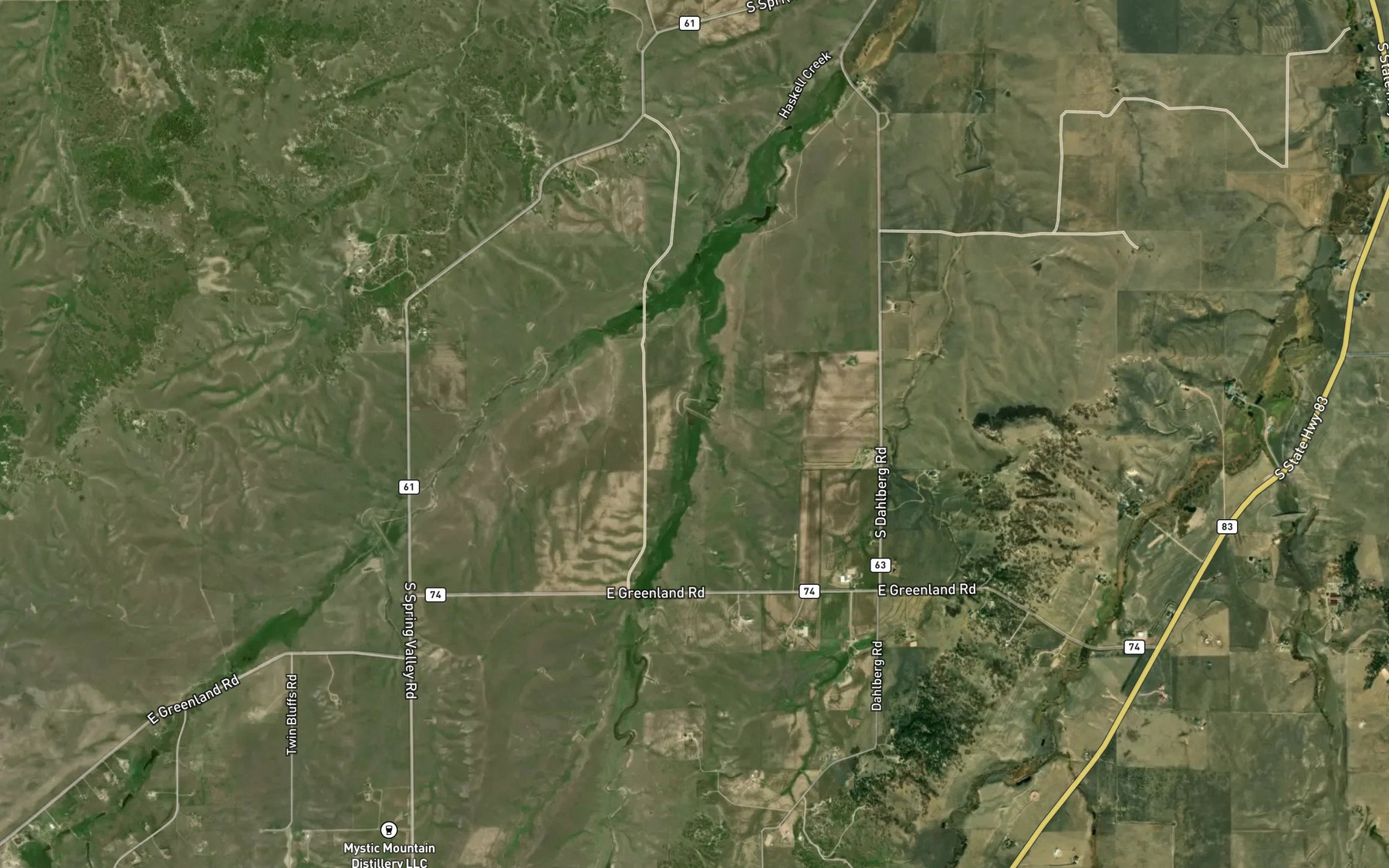 Satellite map of the Franktown Parker FPA-5 Reservoir