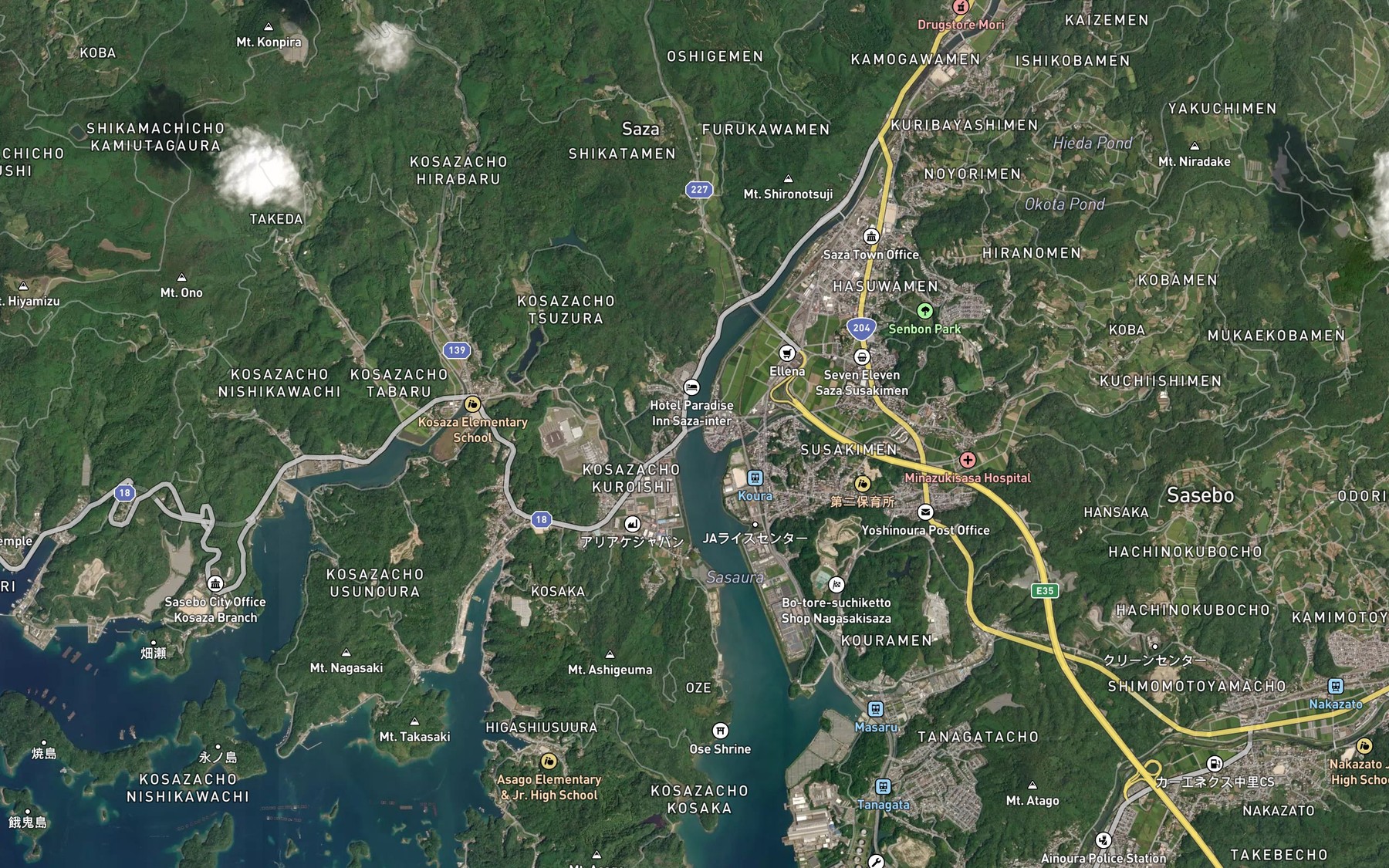 Satellite map of the Saza Gawa