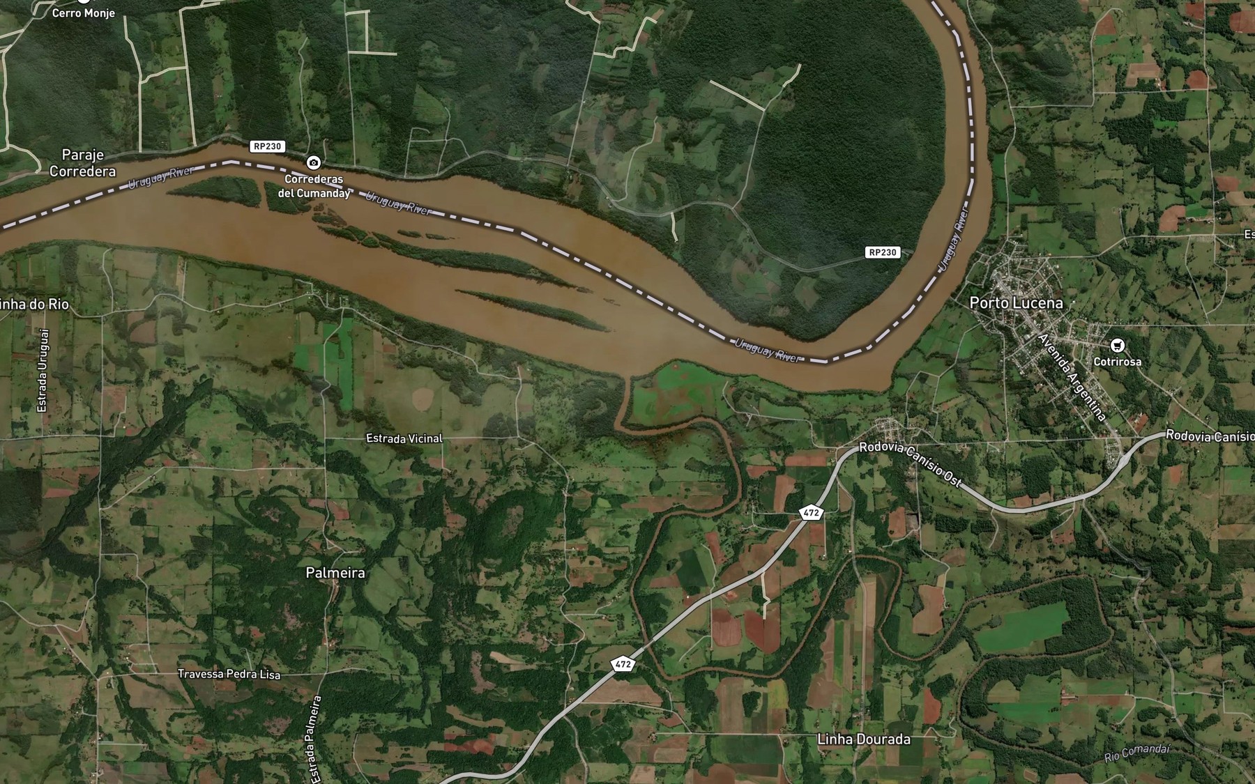 Satellite map of the Rio Comandai