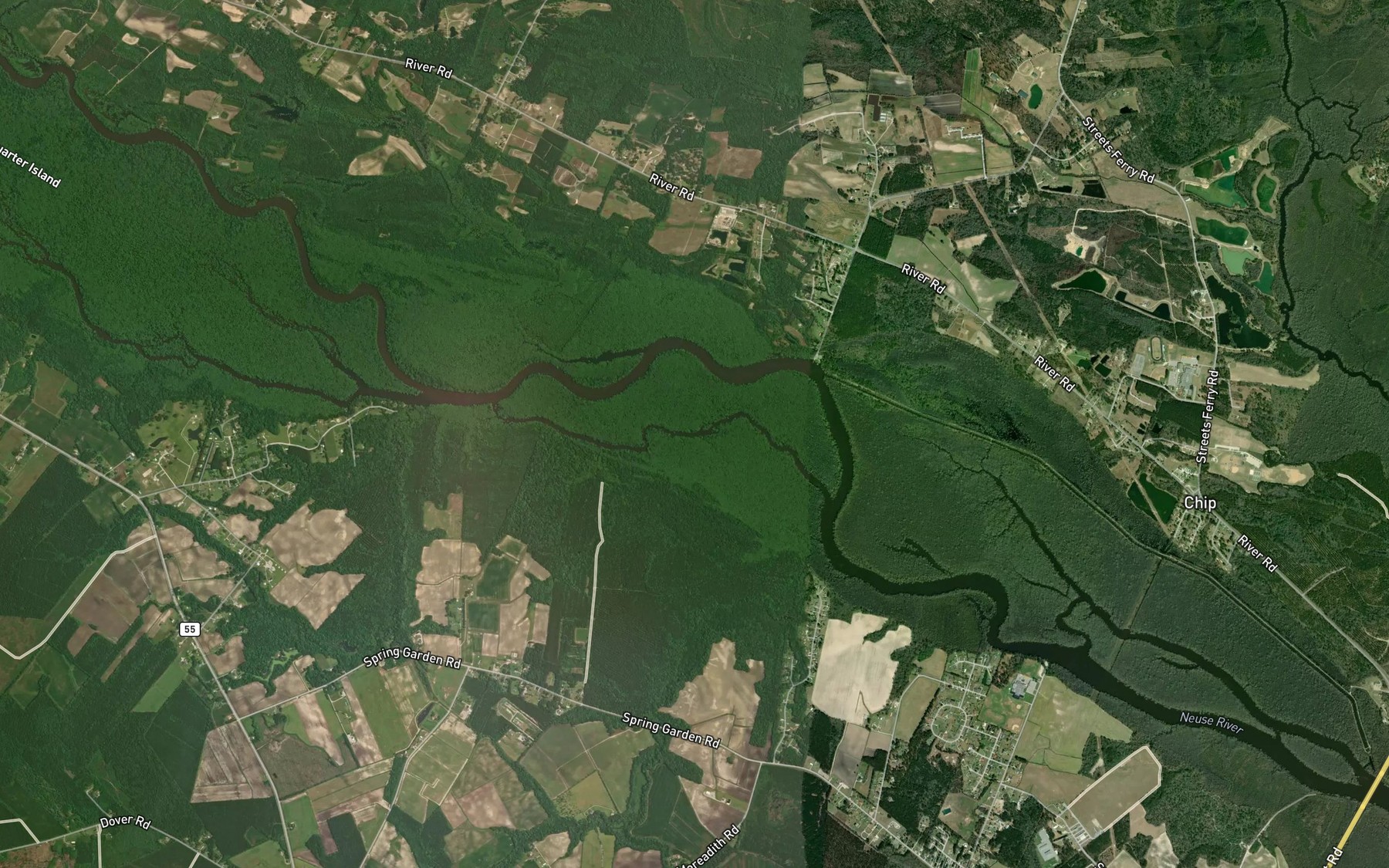 Satellite map of the Greens Thorofare