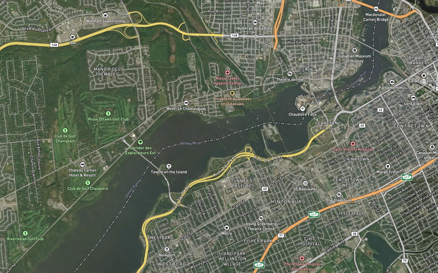 Satellite map of the Petits rapides des Chaudieres