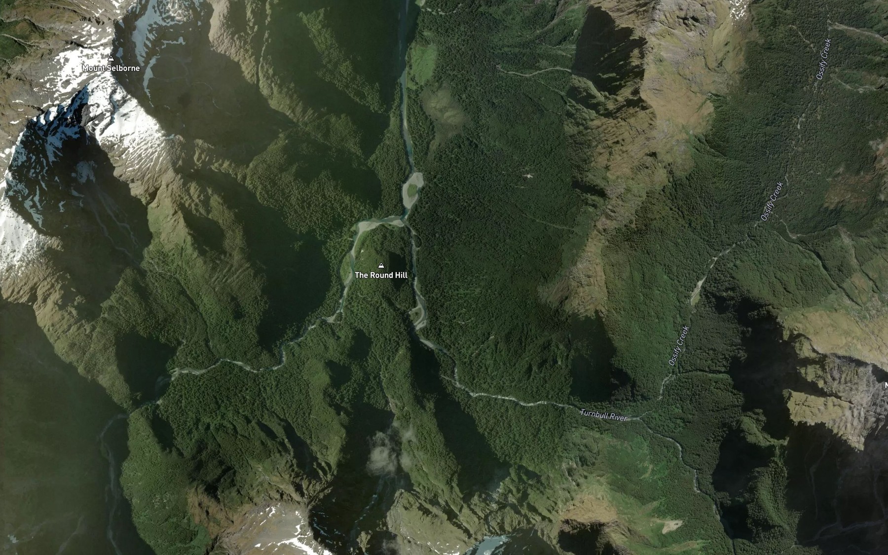 Satellite map of the Adieu Creek